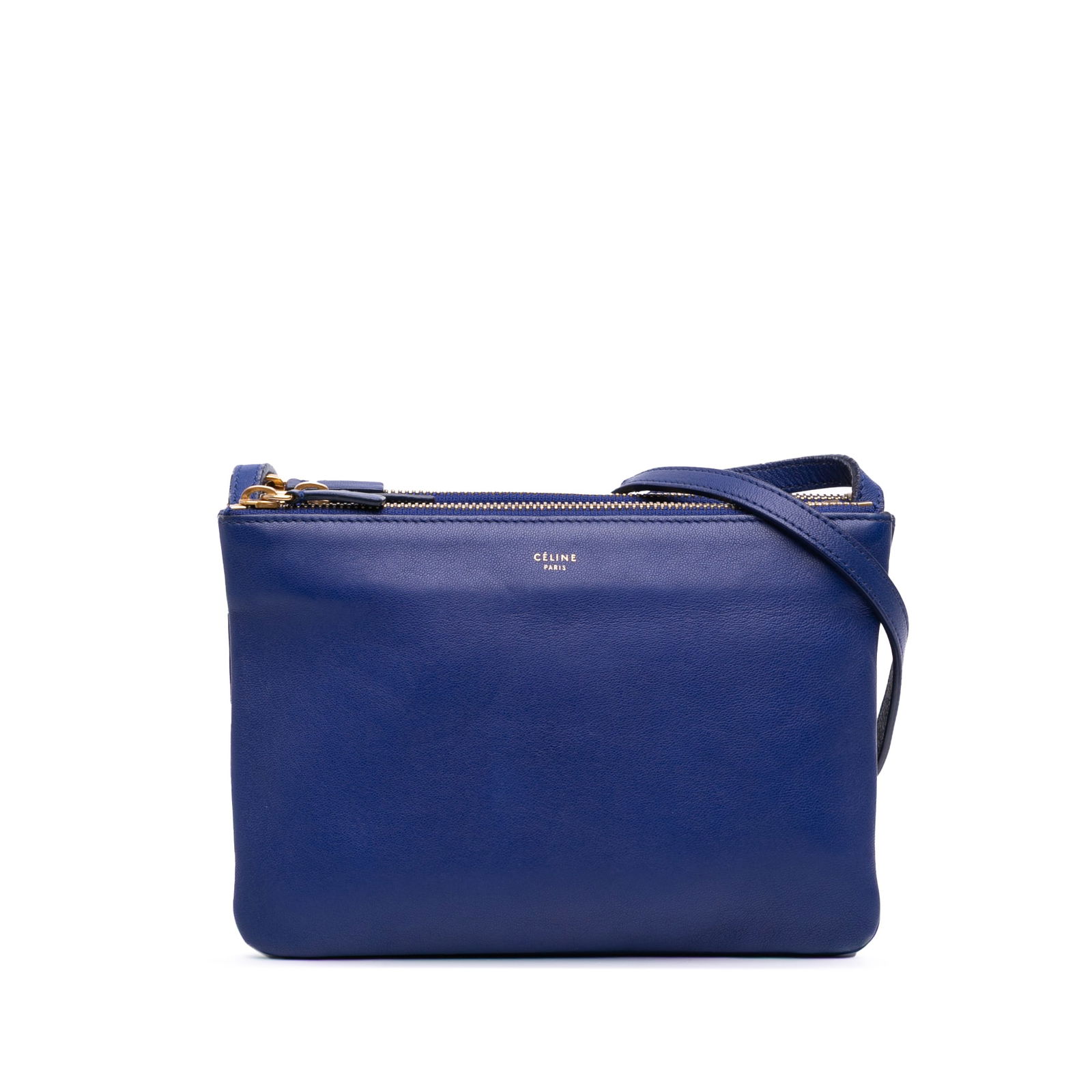 Celine Small Lambskin Trio Crossbody Bag Blue Italy (1 of 12)