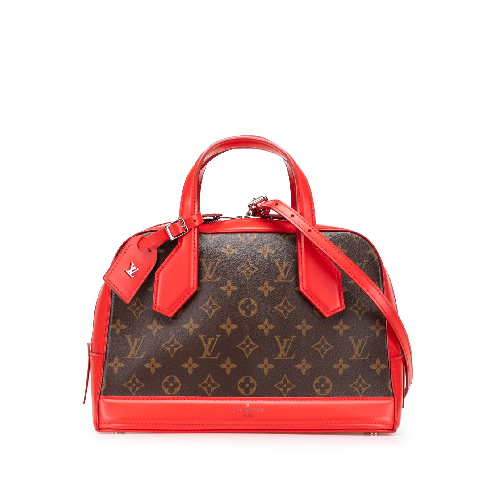 Louis Vuitton Monogram Dora PM Stylish Handbag with Leather Trim: Louis Vuitton Monogram Dora PM Stylish Handbag with Leather Trim The Louis Vuitton Monogram Dora PM is a stylish handbag crafted from durable monogram canvas with elegant leather trim. This bag featur