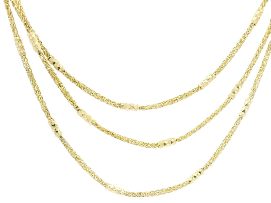 New 14k Yellow Gold 24 Inch Wheat Link Chain Necklace (1 of 5)