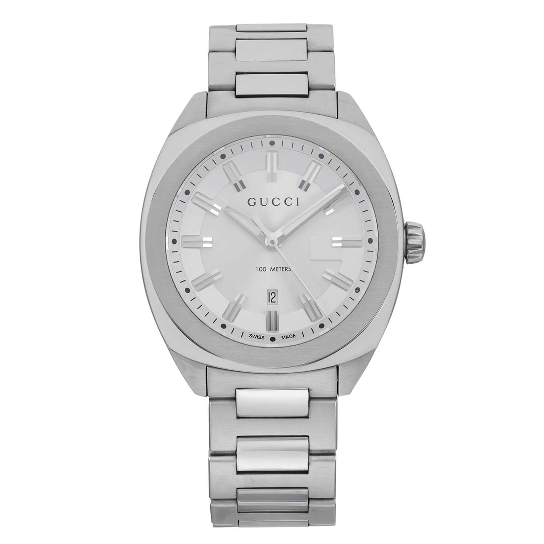 Gucci G-Timeless 37mm Quartz Men's Watch Silver Dial Gray Bracelet YA142402 (1 of 5)