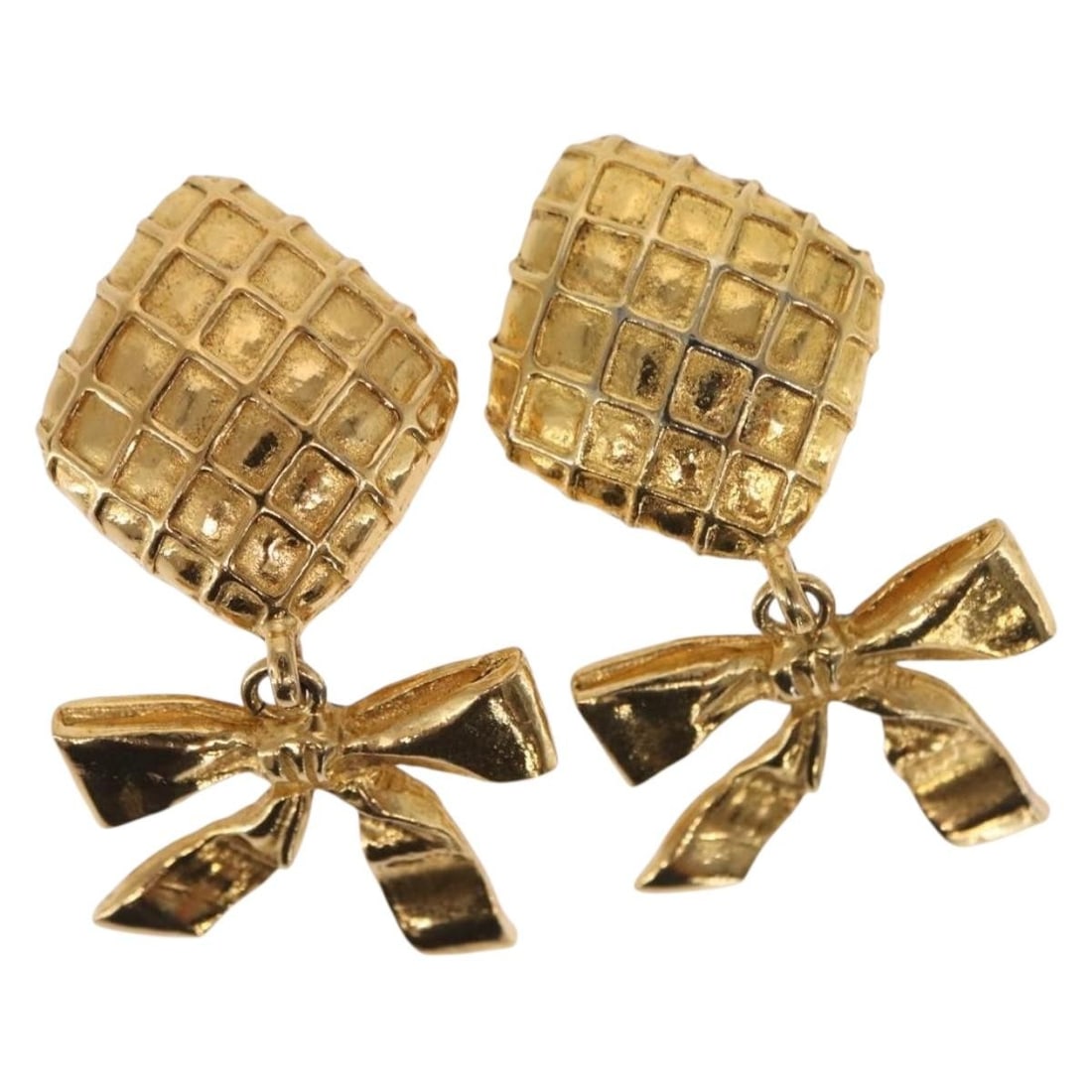 Gold Ribbon Design Earrings by Chanel (1 of 1)