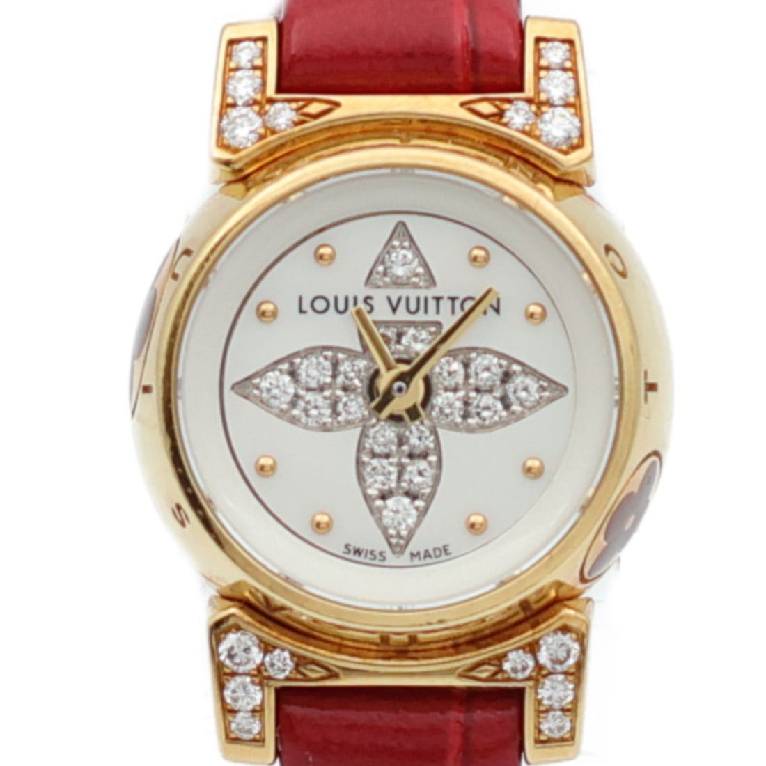 Louis Vuitton Tambour Bijou 18K Gold Quartz Wristwatch with Diamond White Dial (1 of 17)
