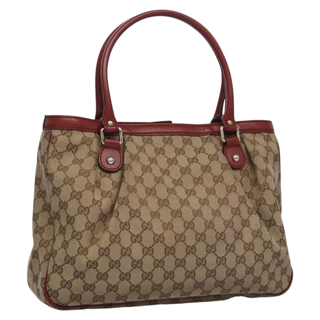GUCCI GG Canvas Tote Bag Beige Gold Red 296835 Authentic Italy (1 of 18)