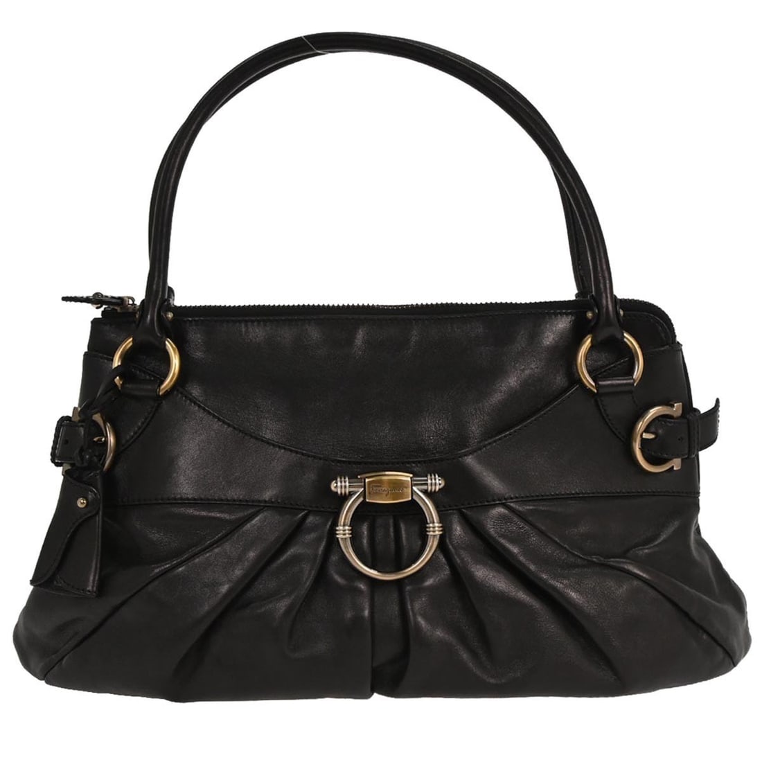 Black Gancini Medium Leather Top Handle Bag by Salvatore Ferragamo AB-21 B311 (1 of 10)