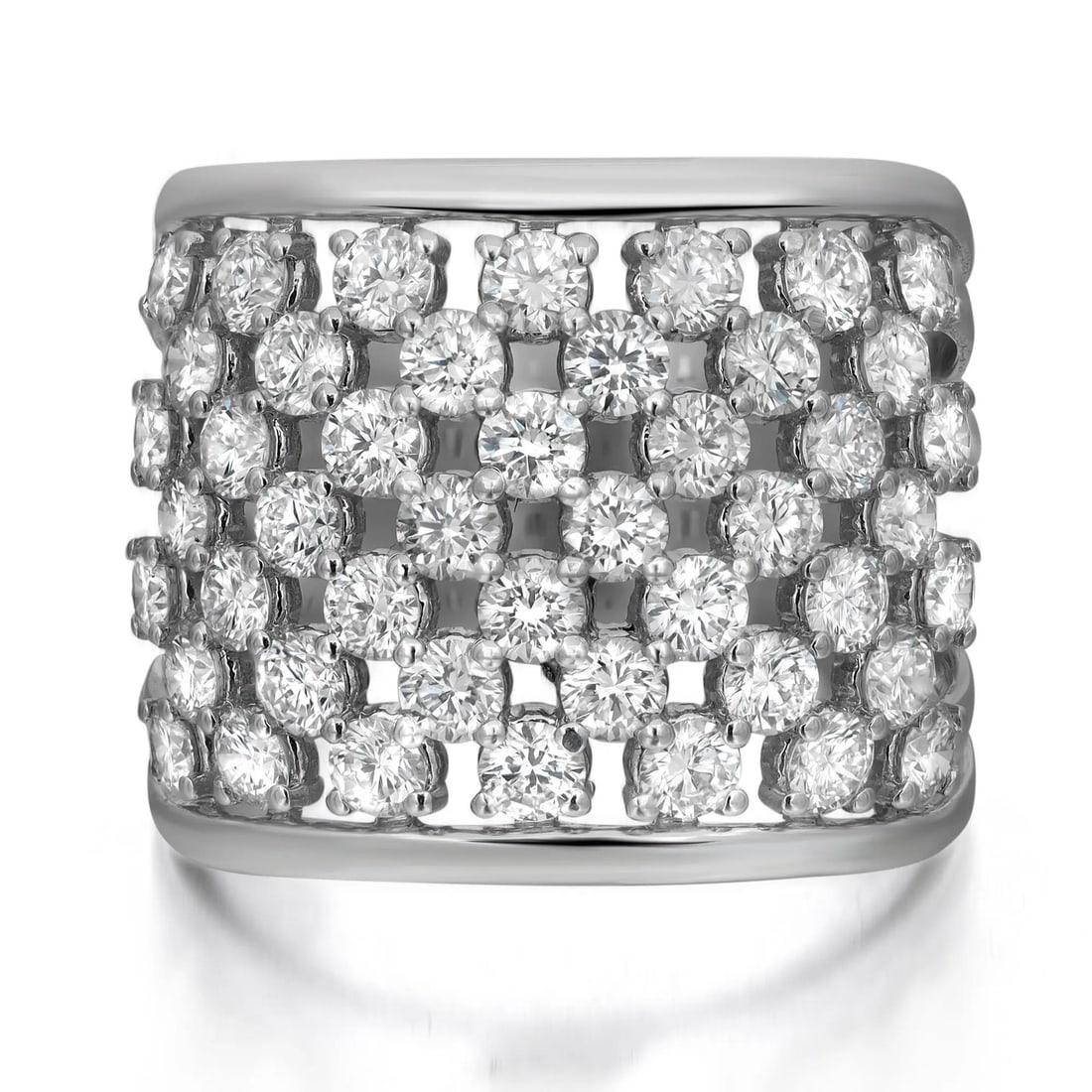 Rachel Koen 14K White Gold Diamond Band Ring 3.26 Cttw Prong Set Size 6.5: Rachel Koen 14K White Gold Diamond Band Ring 3.26 Cttw Prong Set Size 6.5 This exquisite prong set round cut diamond band ring is crafted from lustrous 14K white gold, featuring a total carat weight o