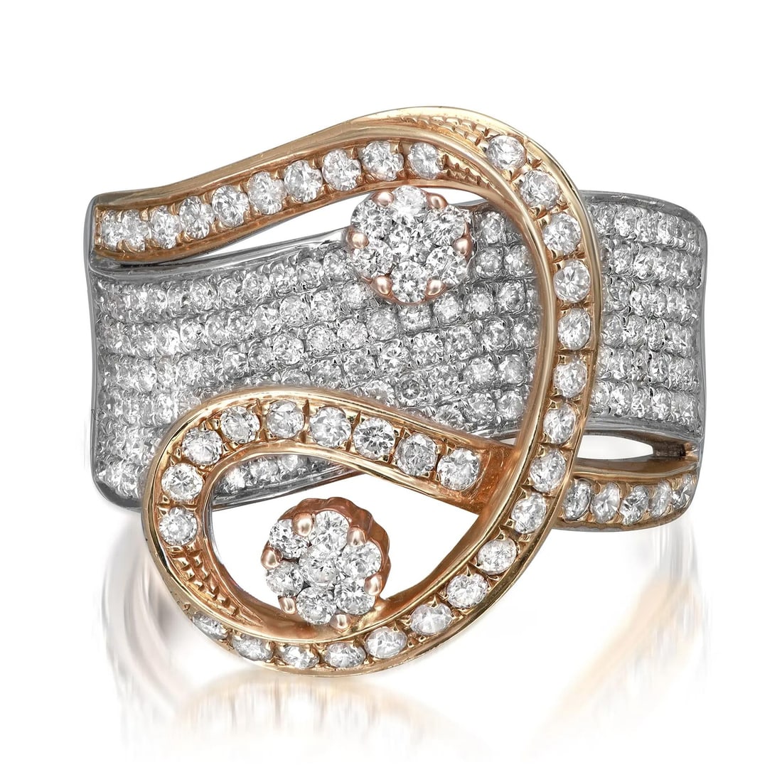 Rachel Koen 14K Gold Two Tone Diamond Band Ring 1.53ct SI1 Size 7.5 (1 of 6)