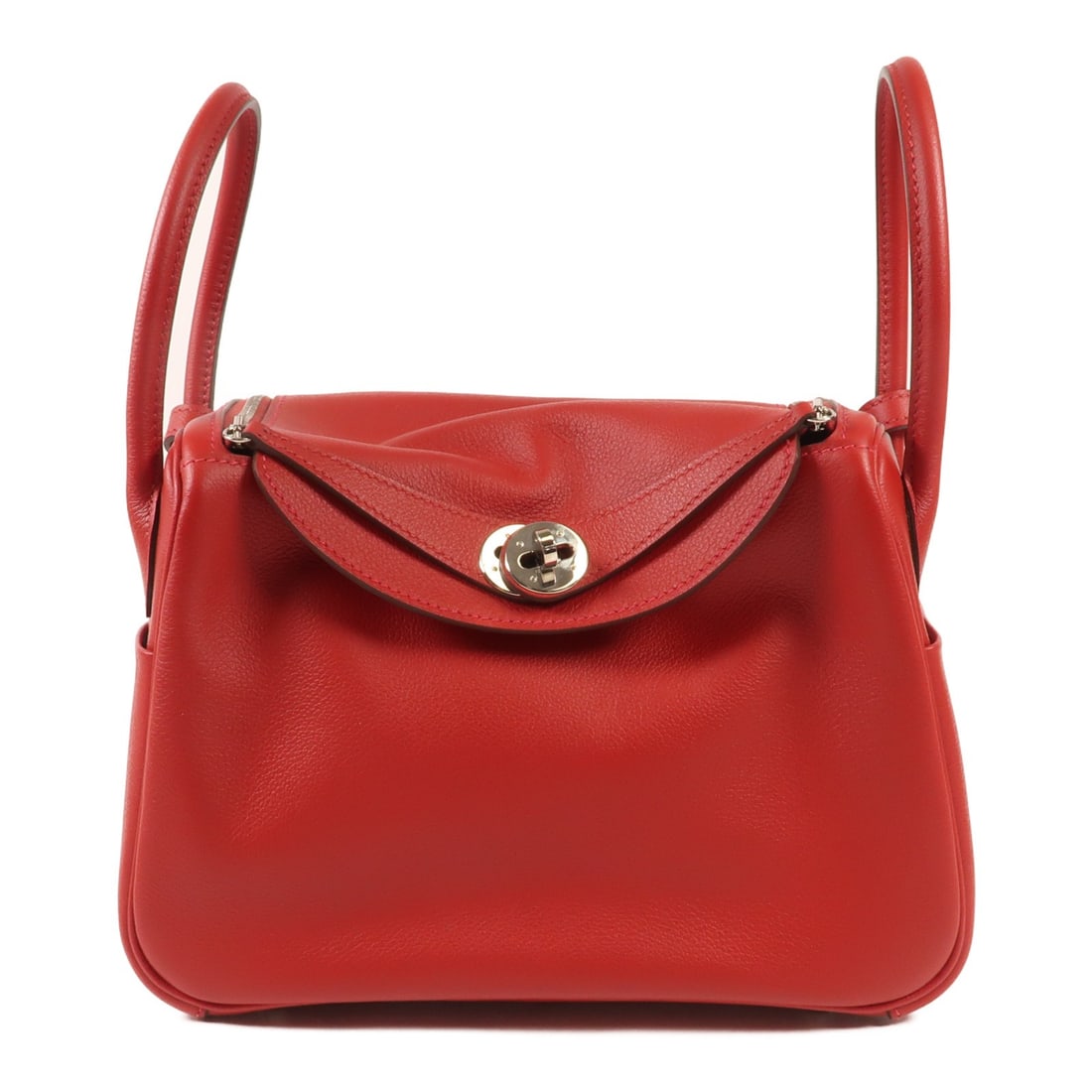 HERMES Lindy 26 2 Way Bag Evercolor Leather Red PHW (1 of 14)