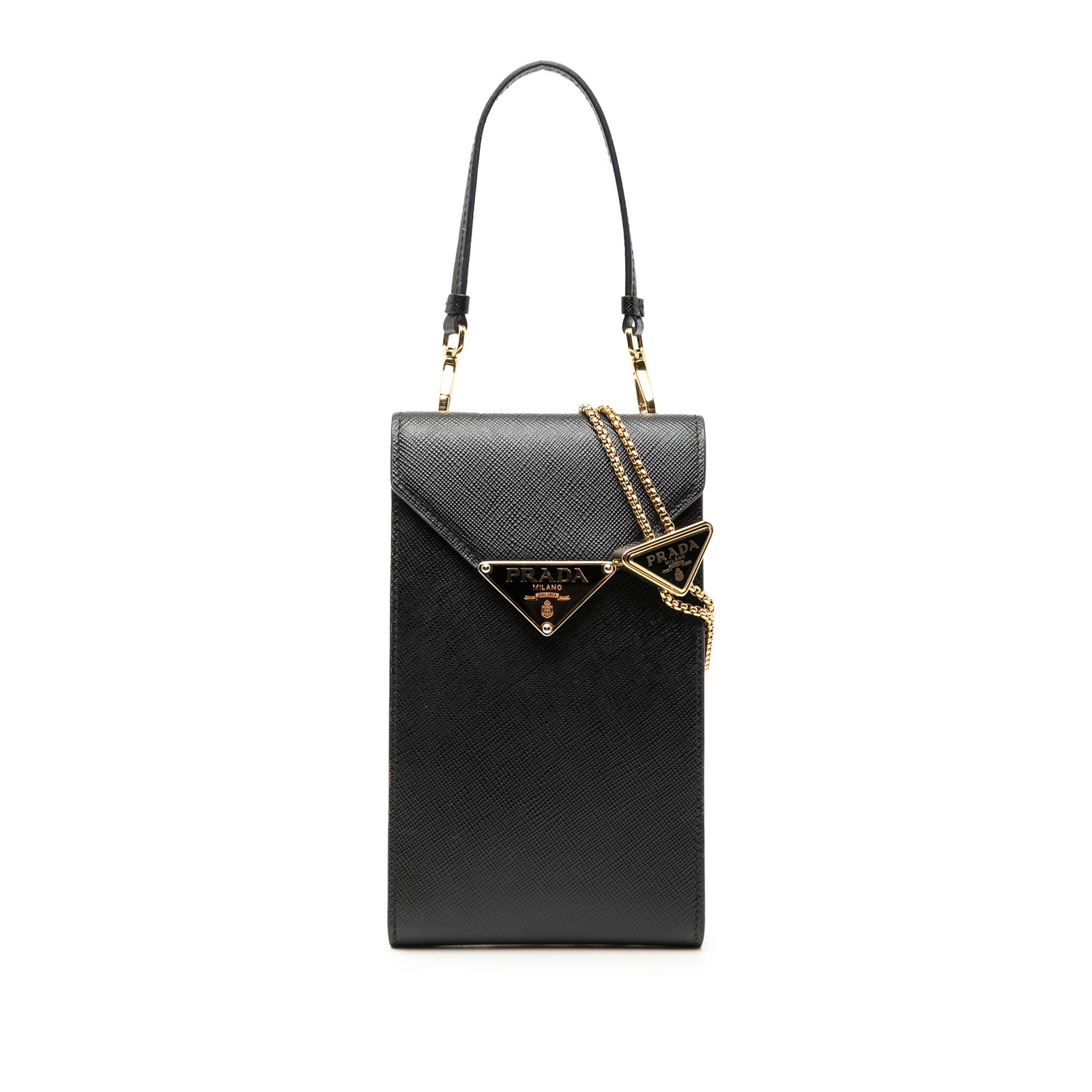 Prada Mini Saffiano Lux Black Leather Top Handle Bag (1 of 7)