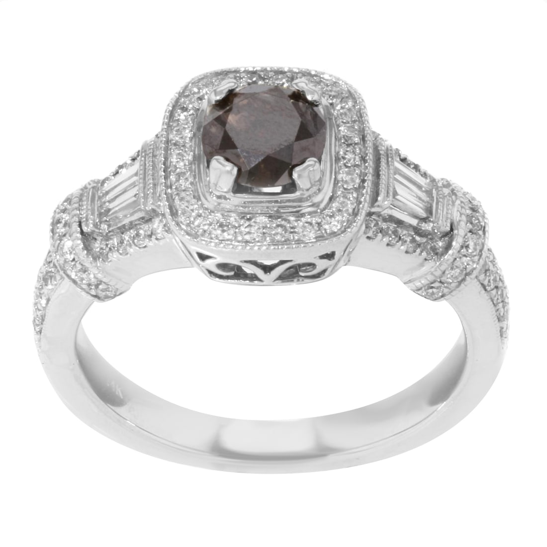 Rachel Koen 14K White Gold Brown Diamond Engagement Ring 1.84 Cttw Size 7 (1 of 4)