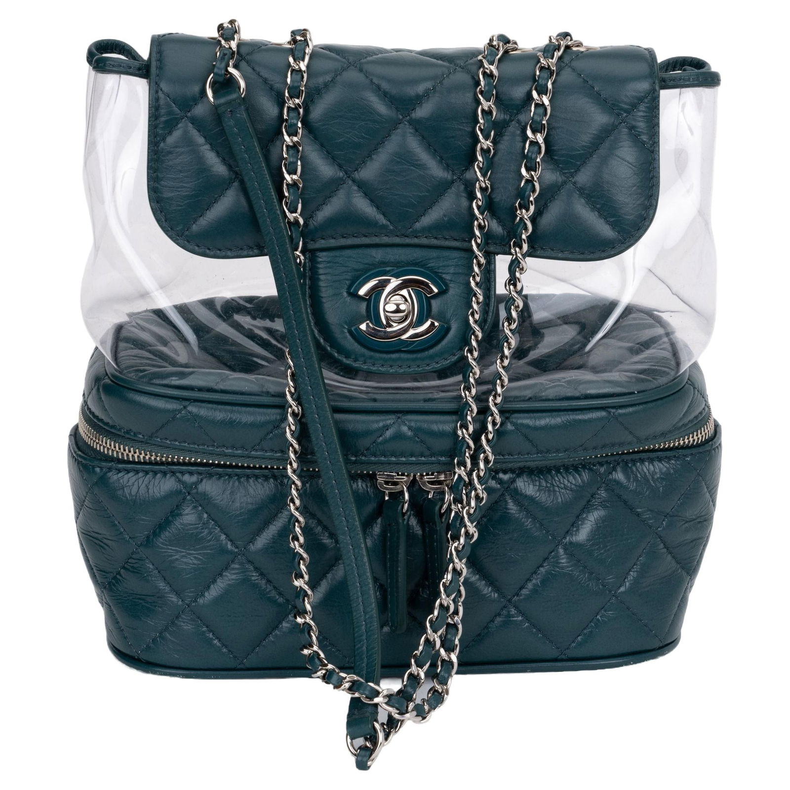 Chanel Emerald Green PVC Backpack Collection 25 with Hologram: Chanel Emerald Green PVC Backpack Collection 25 with Hologram This stunning Chanel Emerald Green PVC Backpack is a versatile designer piece perfect for any fashion-forward individual. With a unique co