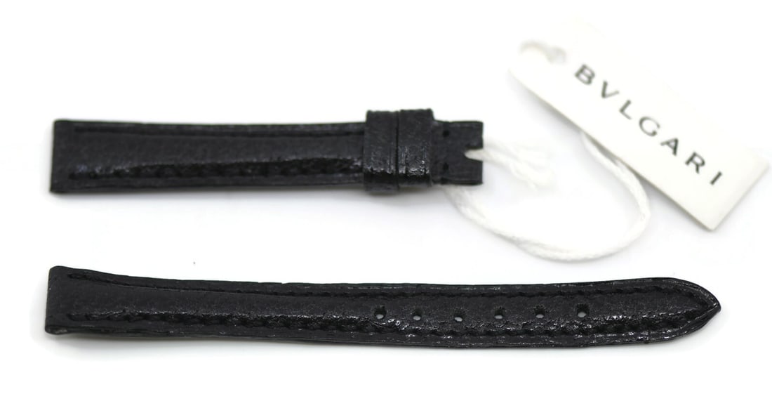 Bvlgari Black Leather Watch Strap 12mm Authentic (1 of 2)