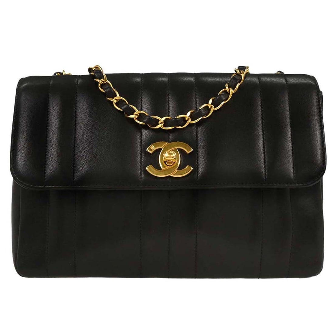 Chanel Black Lambskin Mademoiselle Flap Shoulder Bag Classic Style: Chanel Black Lambskin Mademoiselle Flap Shoulder Bag Classic Style Introducing the Chanel Black Lambskin Mademoiselle Straight Flap Shoulder Bag, a timeless piece that combines elegance with everyday