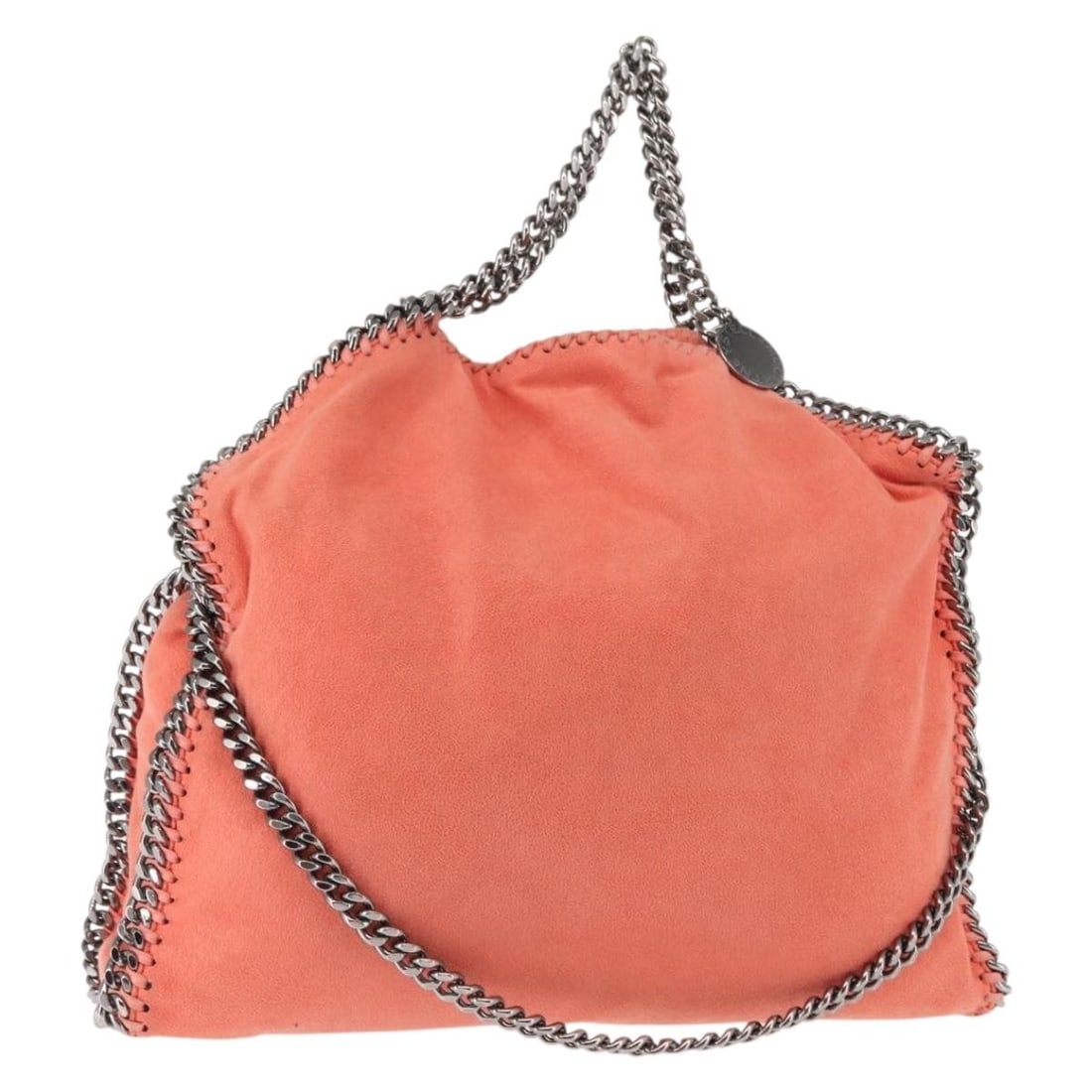 Falabella Fold Over Orange Crossbody Shoulder Bag by Stella McCartney: Falabella Fold Over Orange Crossbody Shoulder Bag by Stella McCartney This pre-owned Stella McCartney Falabella Fold Over Crossbody Bag is crafted in orange suede and features chain detailing. The bag