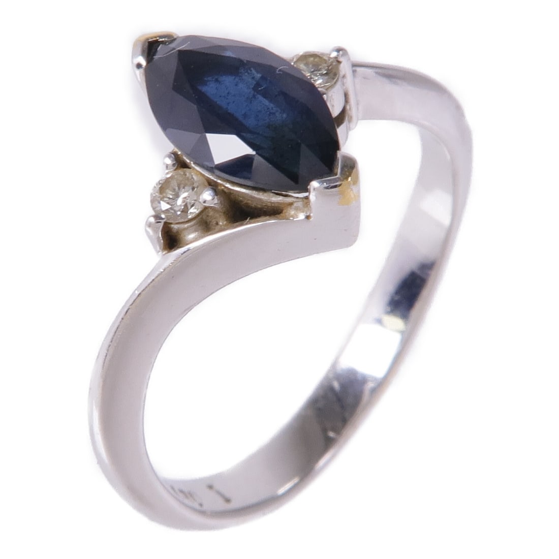 Sapphire Diamond Ring 18K White Gold Size 6.25 (1 of 7)