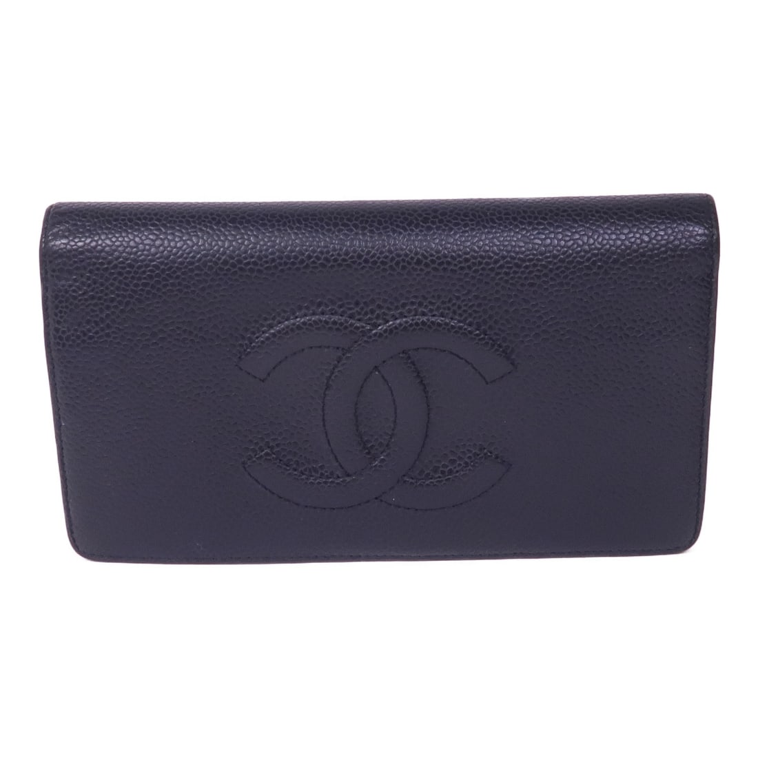 Black Calfskin Bifold Long Wallet by Chanel with Silver CC Logo (1 of 18)