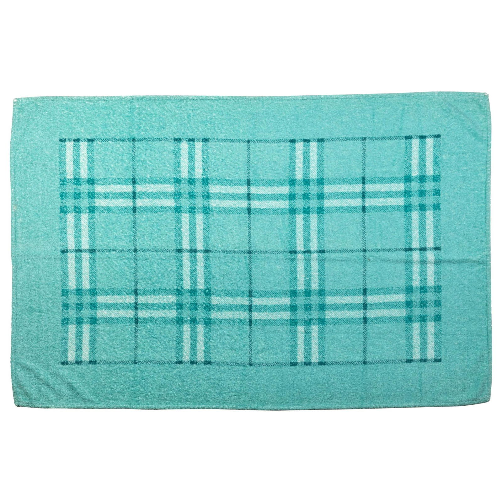 Burberry Turquoise Checkered 100% Cotton Beach Towel 36 x 55 (1 of 4)