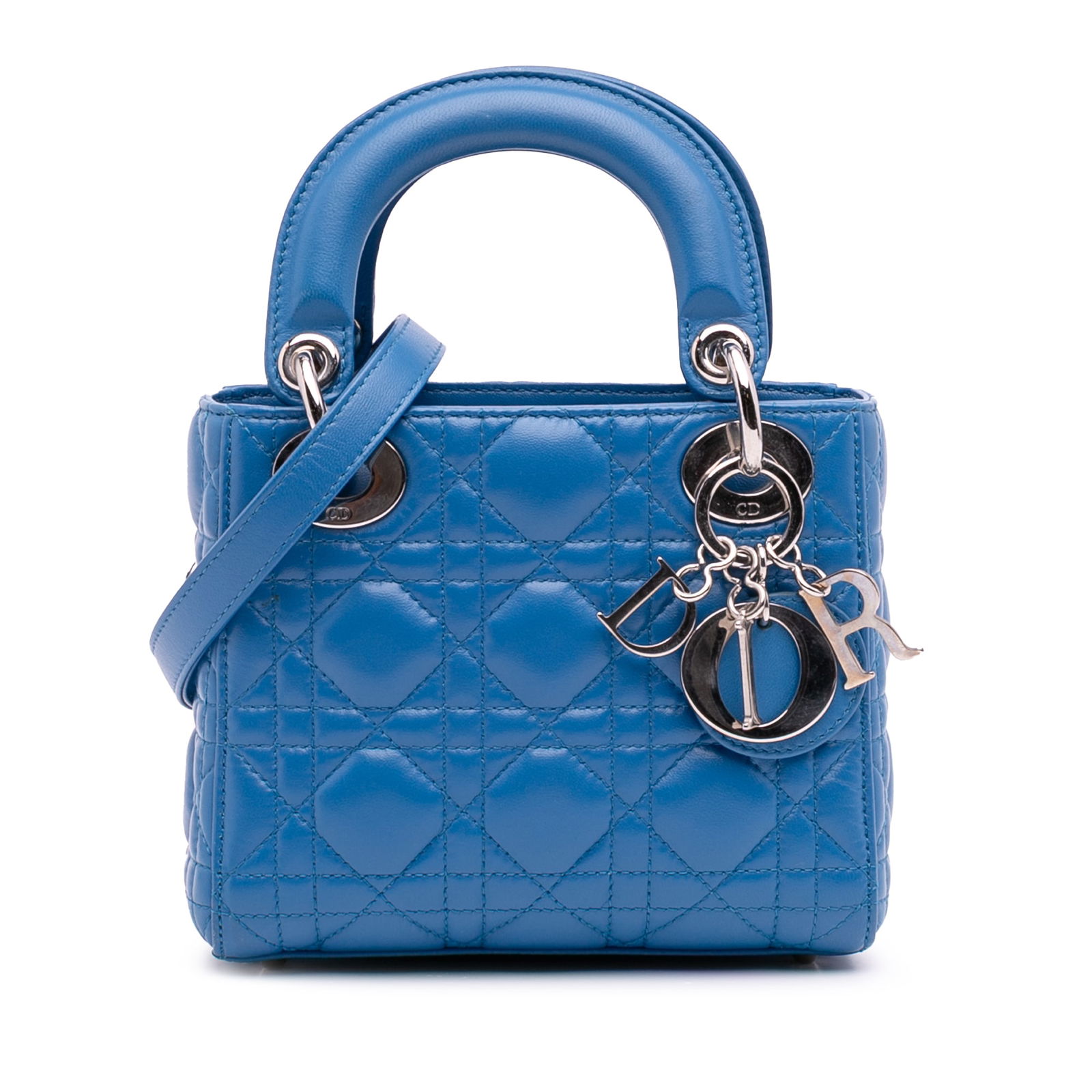 Dior Mini Lambskin Cannage Lady Dior Blue Bag (1 of 11)