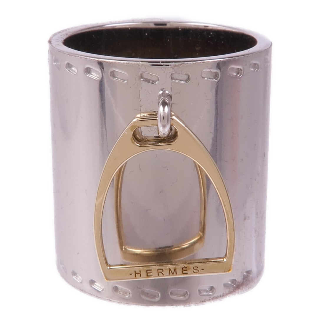 HERMES Silver Gold Scarf Ring Metal France (1 of 9)