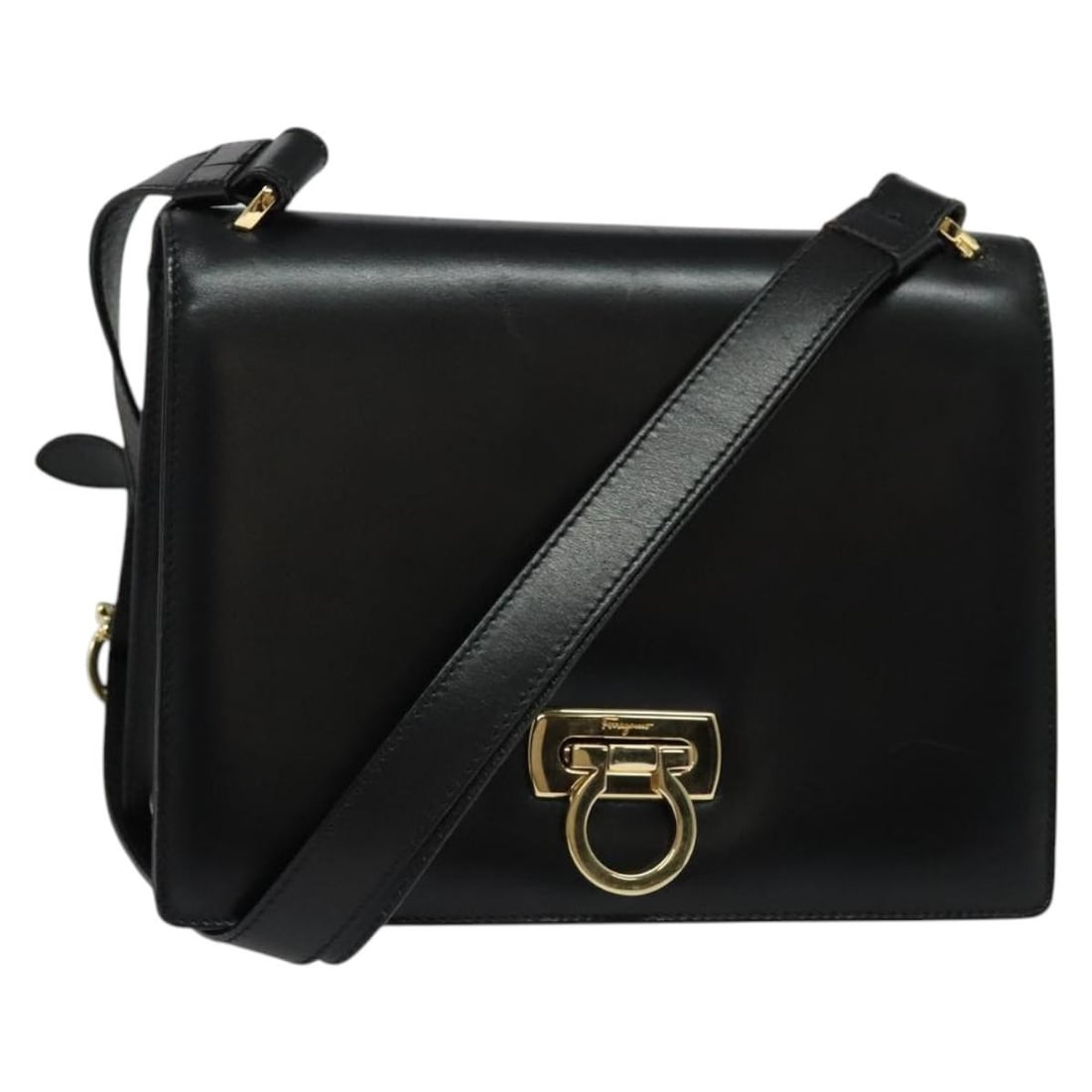 Gancini Black Leather Shoulder Bag by Salvatore Ferragamo (1 of 1)