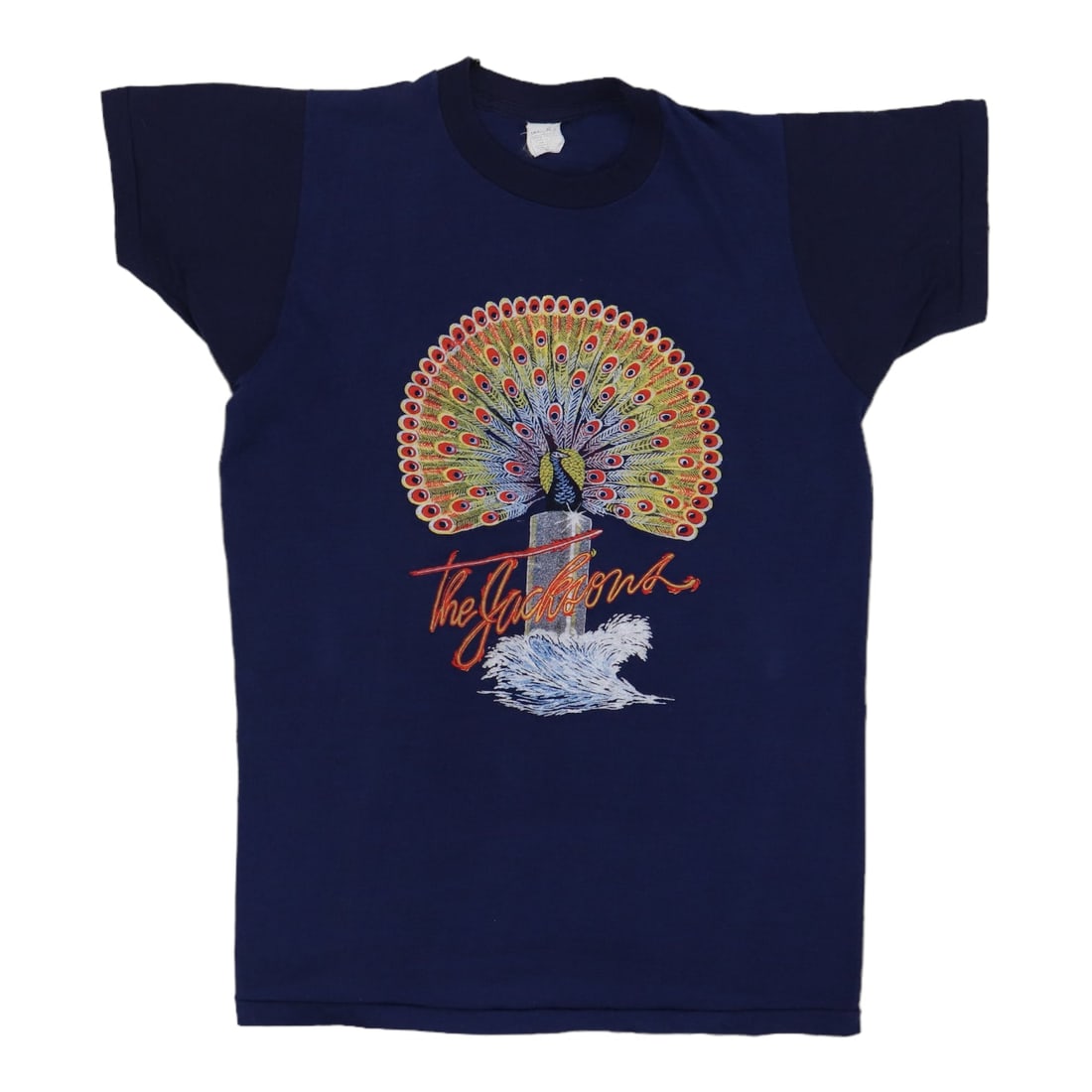Vintage 1977 The Jacksons Peacock Records Promo T-Shirt Blue Cotton: Vintage 1977 The Jacksons Peacock Records Promo T-Shirt Blue Cotton Step back in time with this original vintage 1977 The Jacksons promotional shirt from Peacock Records. Crafted from 100% cotton, thi