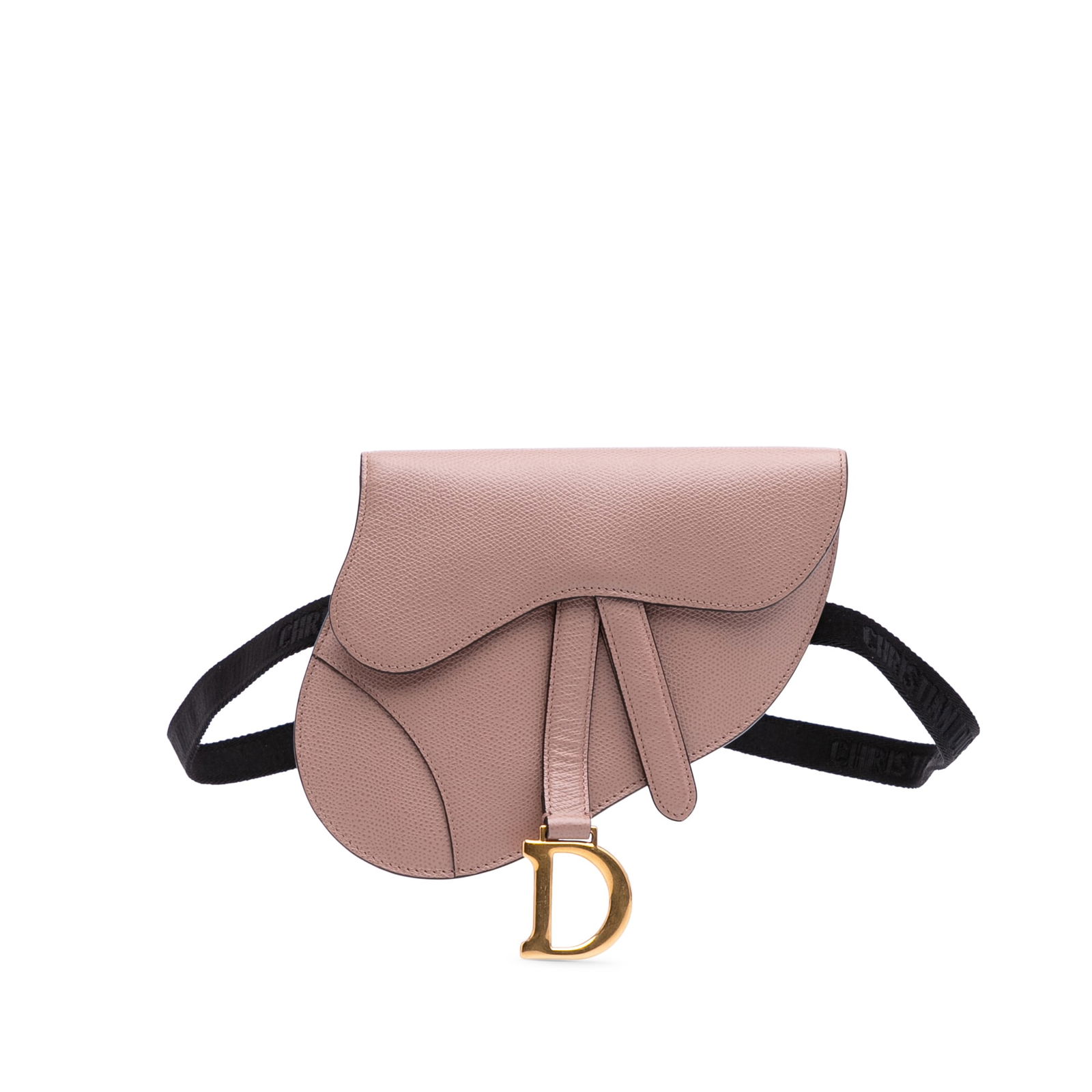 Dior Pink Grained Calfskin Saddle Belt Bag with Detachable Strap: Dior Pink Grained Calfskin Saddle Belt Bag with Detachable Strap Elevate your accessory collection with the Dior Grained Calfskin Saddle Belt Bag. This stylish belt bag is crafted from premium leather
