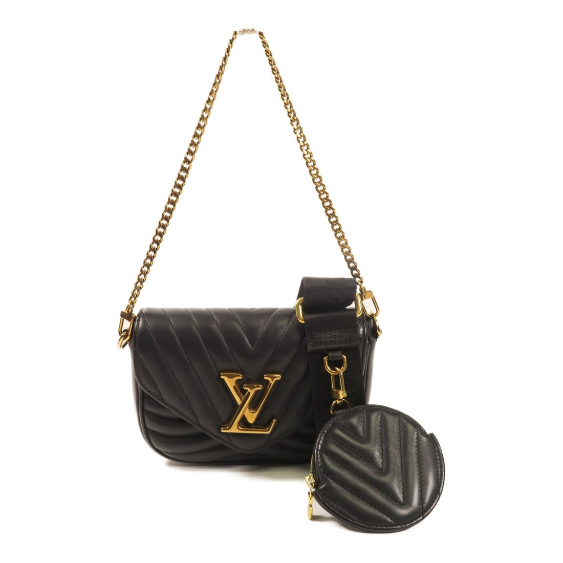 LOUIS VUITTON New Wave 2 Way Shoulder Bag Calfskin Leather Black (1 of 15)