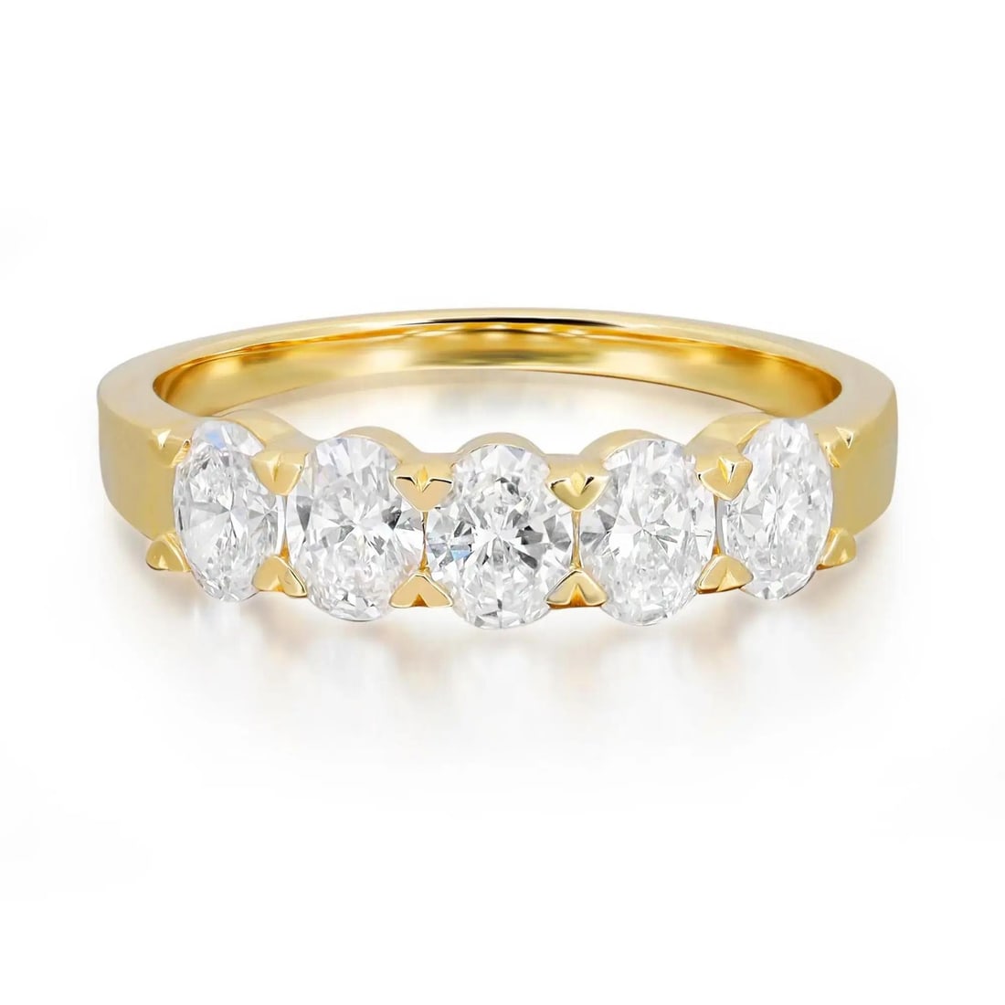 Rachel Koen 14K Yellow Gold Lab Grown Diamond Half Eternity Band Ring 1.09 Carats: Rachel Koen 14K Yellow Gold Lab Grown Diamond Half Eternity Band Ring 1.09 Carats This exquisite half eternity band ring showcases 5 stunning oval cut lab grown diamonds set in a secure prong setting.