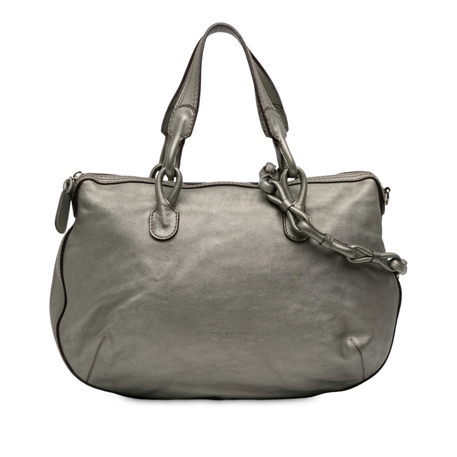 LOEWE Green Metallic Leather Fiesta Satchel with Chain Strap (1 of 11)