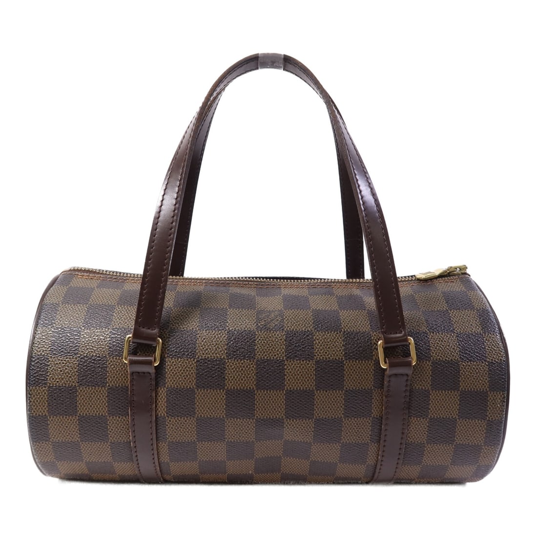 Louis Vuitton Papillon PM Handbag Damier Ebene Brown GHW: Louis Vuitton Papillon PM Handbag Damier Ebene Brown GHW This Louis Vuitton Papillon PM Handbag is a stylish accessory crafted from durable PVC coated canvas in a rich brown Damier Ebene pattern. With