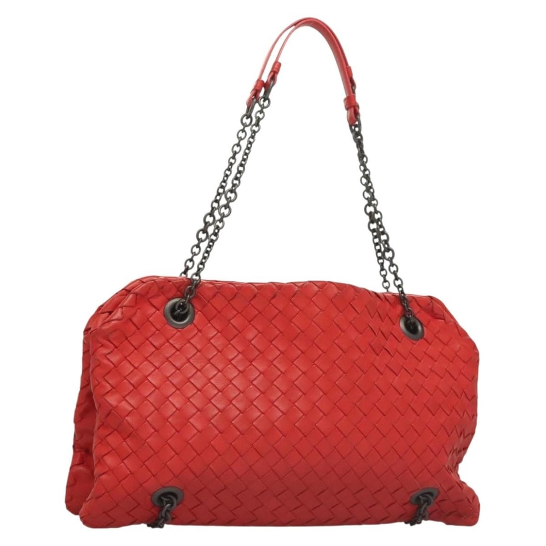 Red Intrecciato Chain Shoulder Bag by Bottega Veneta (1 of 1)