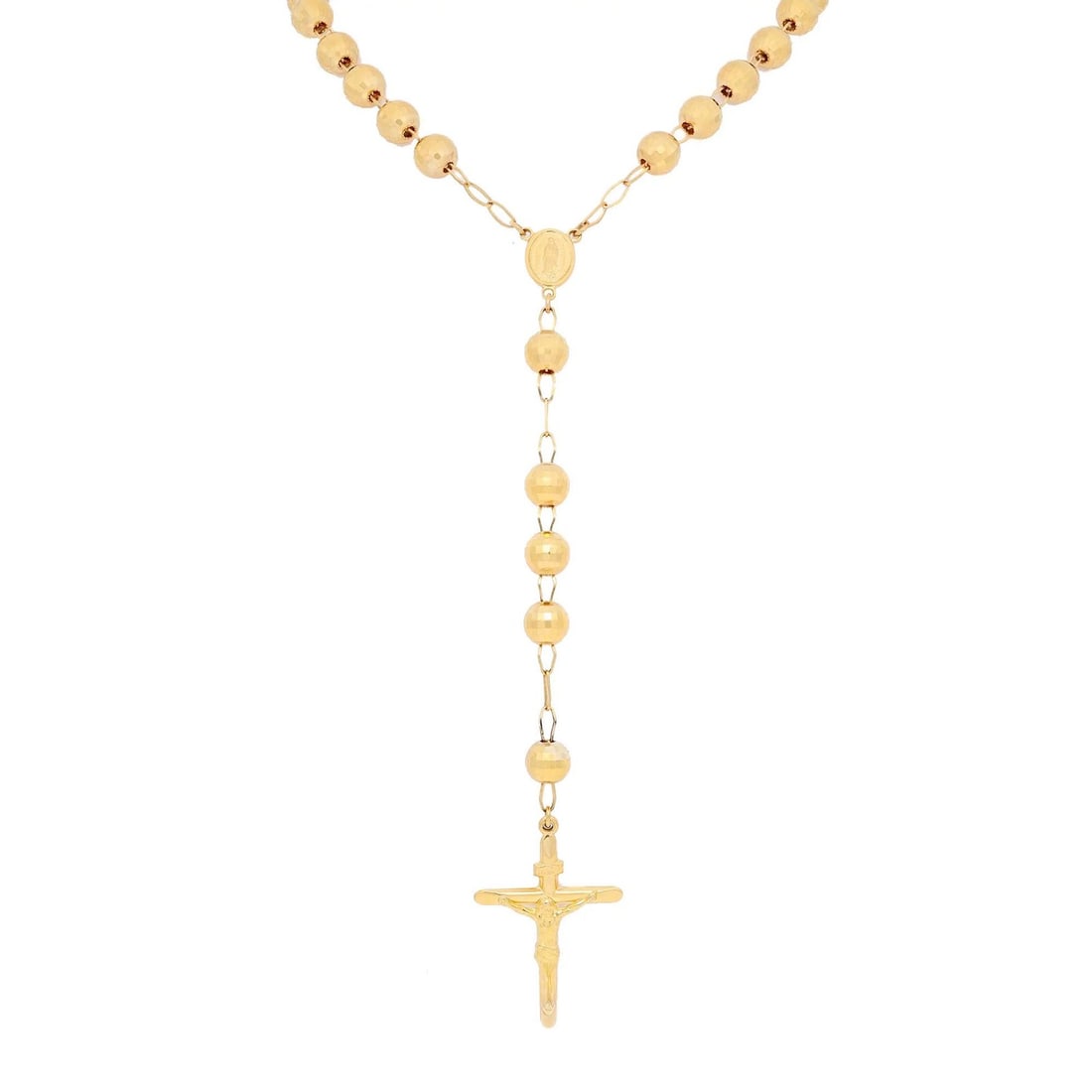 Rachel Koen 14K Yellow Gold Cross Rosary Lariat Necklace 30 Inch (1 of 6)