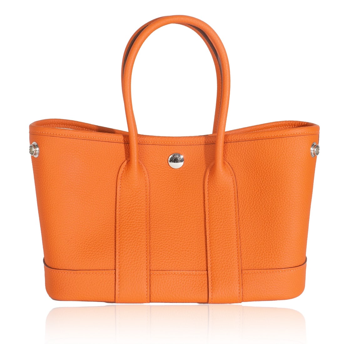 Hermes Neo Garden Party 23 Orange Leather Handbag with Silver-Tone Hardware (1 of 9)