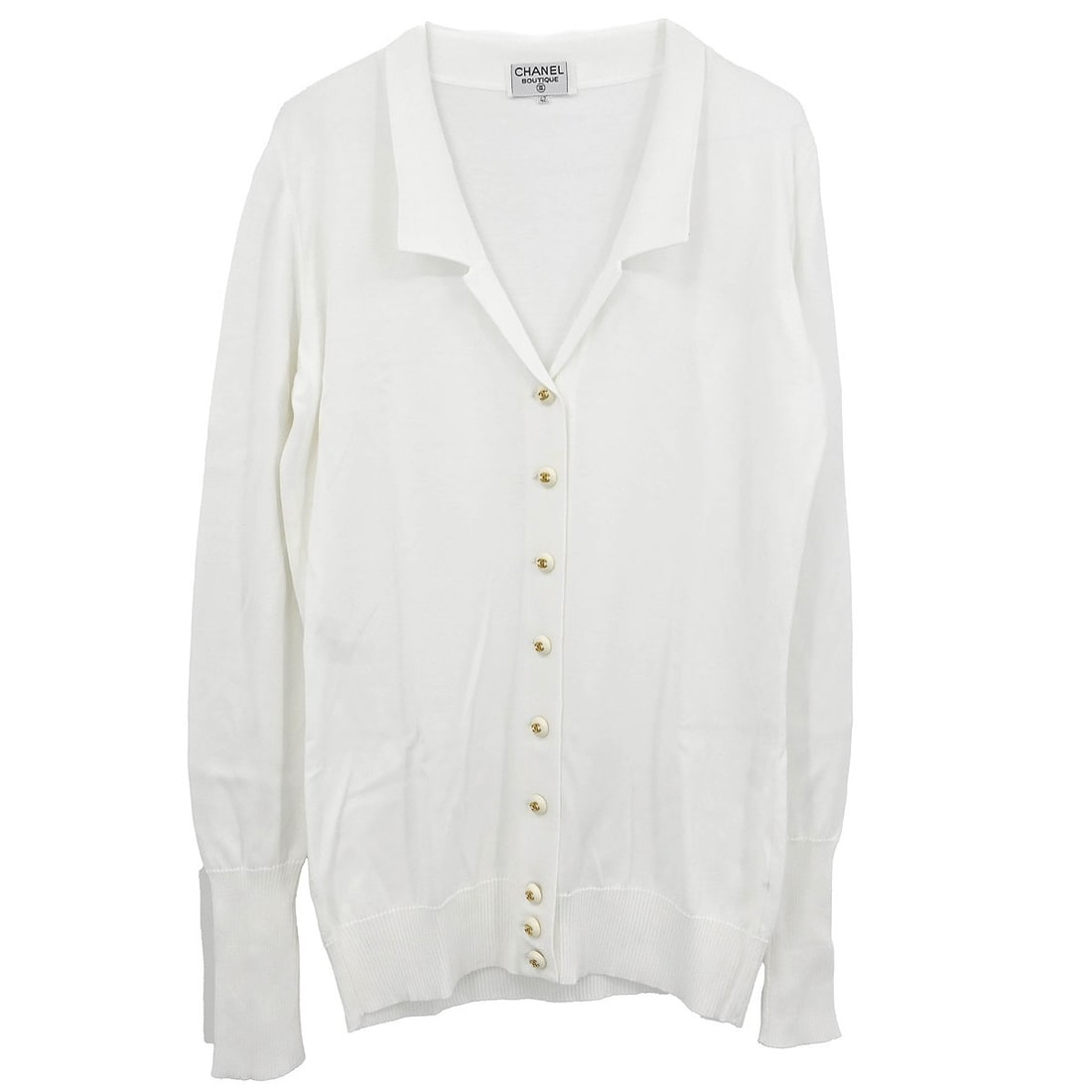 Chanel White Cardigan Size 42 Long Sleeve Collared Jacket (1 of 10)