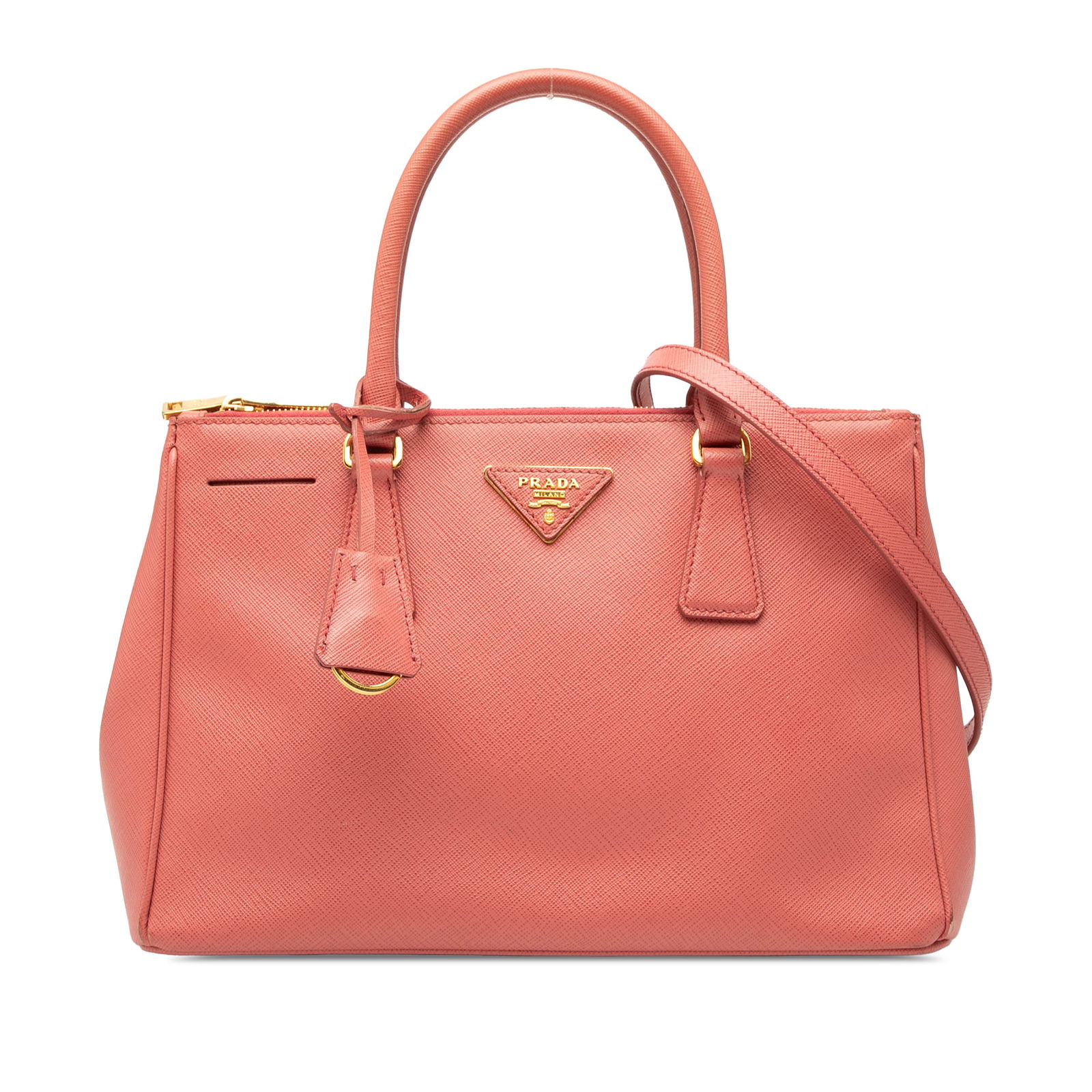 Prada Galleria Saffiano Leather Small Pink Double Zip Satchel Bag (1 of 8)