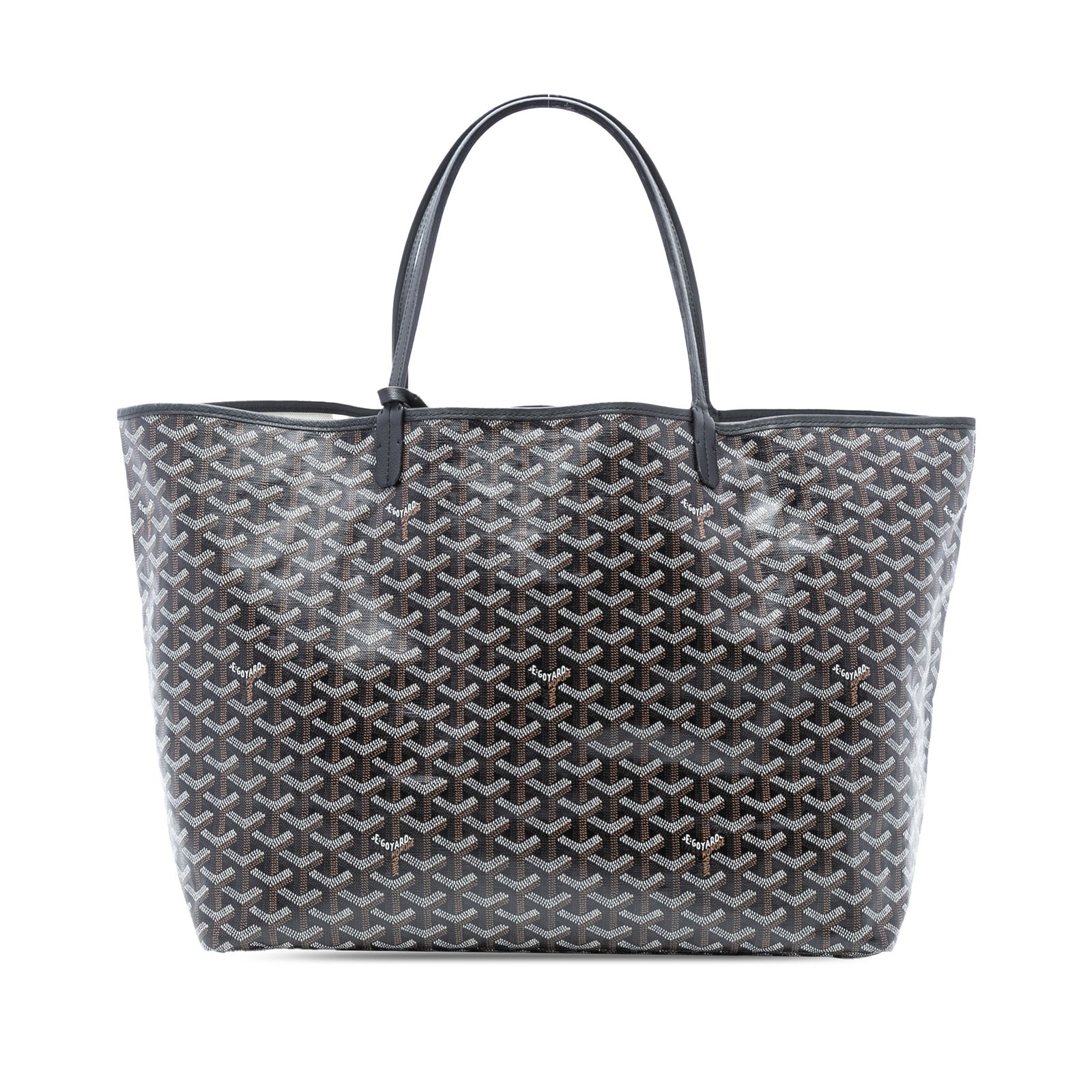 Goyard Saint Louis GM Black Coated Canvas Tote Bag: Goyard Saint Louis GM Black Coated Canvas Tote Bag The Goyardine Saint Louis GM is a stylish and practical tote crafted from durable coated canvas with elegant leather trim. It features flat leather h