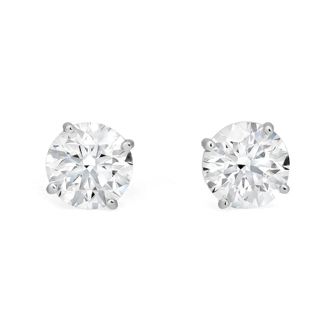 Rachel Koen 3.03Cttw Round Cut Lab Grown Diamond Stud Earrings in 14K White Gold: Rachel Koen 3.03Cttw Round Cut Lab Grown Diamond Stud Earrings in 14K White Gold Elevate your elegance with these stunning Round Cut Lab Grown Diamond Stud Earrings. Crafted from high-polished 14K whi