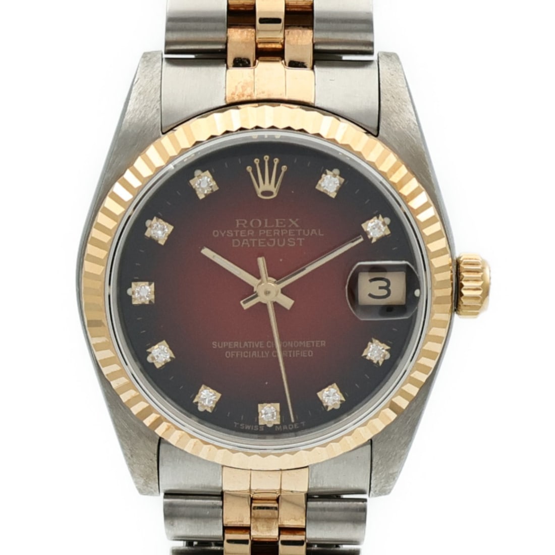 Datejust 68273G Red Dial Automatic Wristwatch in 18K Yellow Gold and Steel (1 of 18)