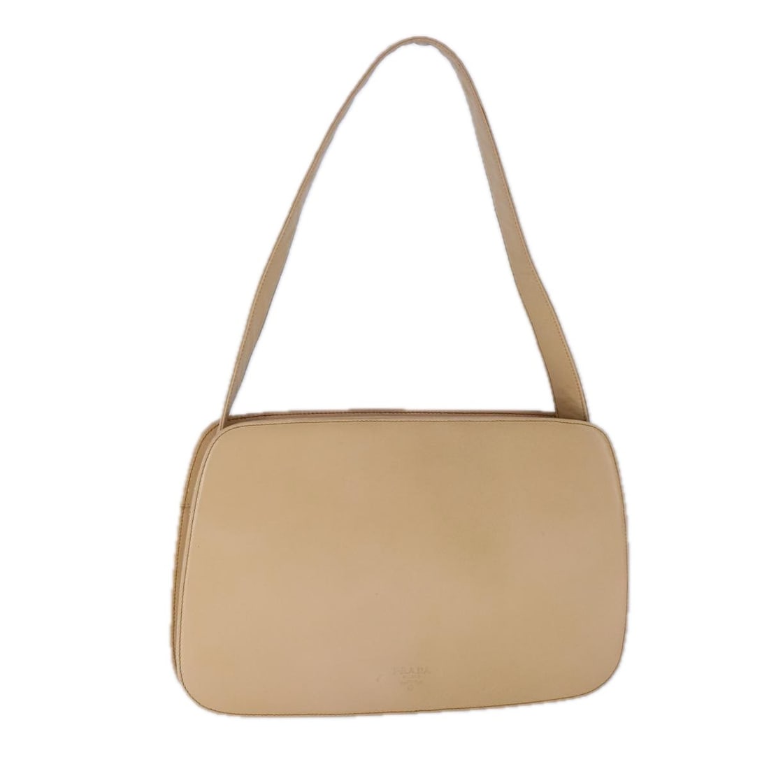 PRADA Beige Leather Shoulder Bag with Silver Accents Authentic (1 of 18)