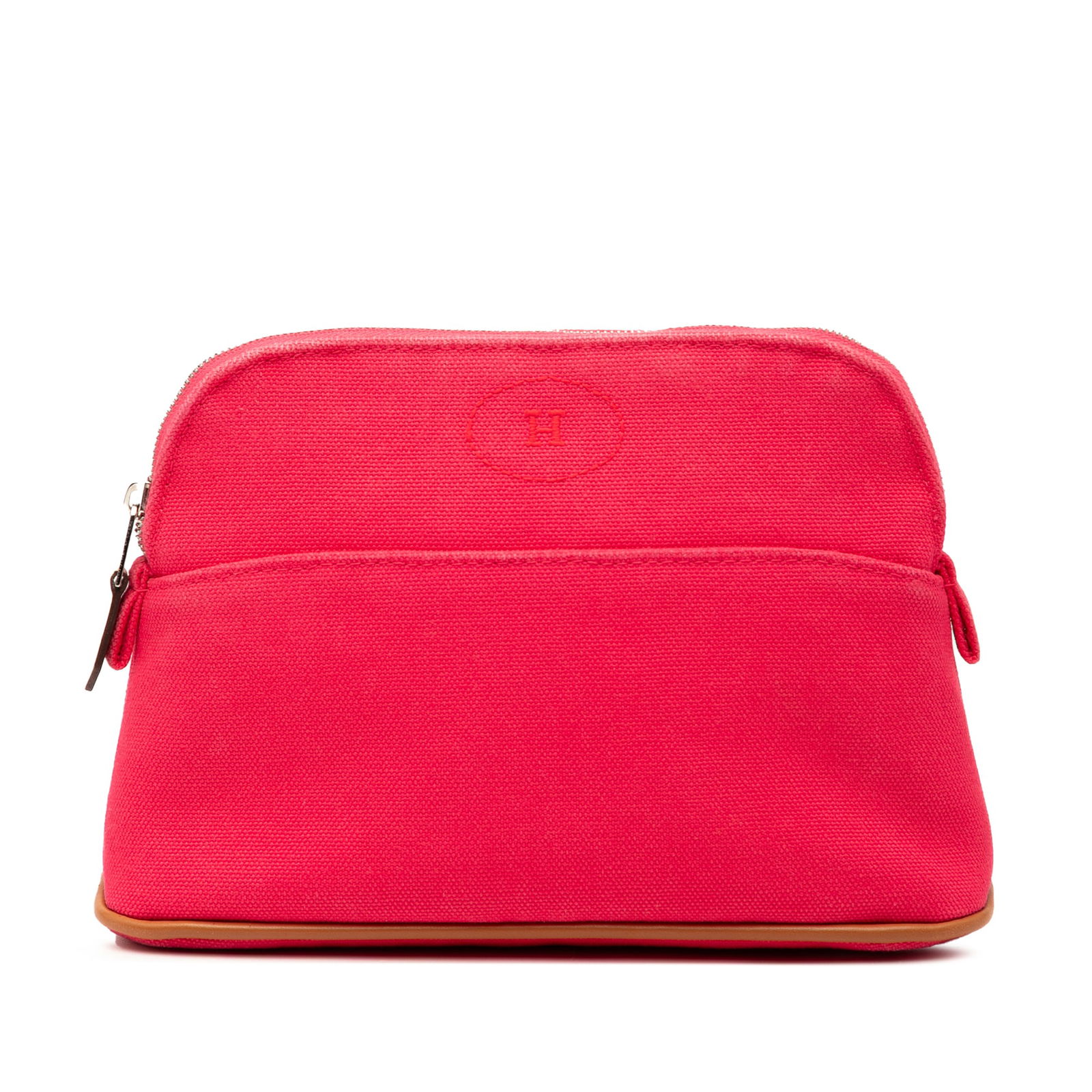 Hermes Toile Bolide Pouch PM Pink Fabric Travel Bag: Hermes Toile Bolide Pouch PM Pink Fabric Travel Bag The Hermes Toile Bolide Trousse De Voyage Pouch PM is a stylish and functional accessory, perfect for travel or everyday use. This pouch features a
