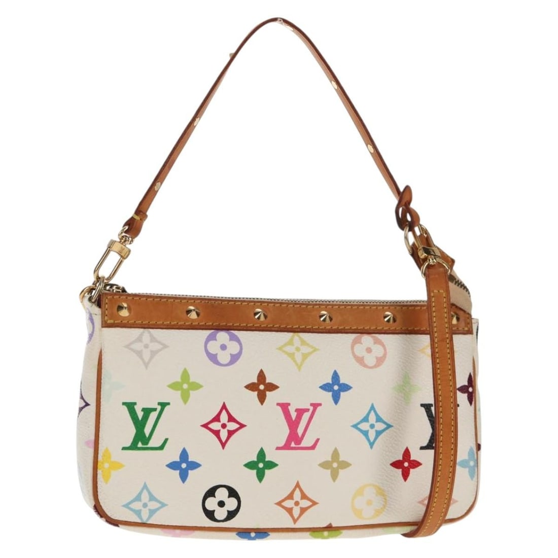 LOUIS VUITTON Multicolor Pochette Accessoires Pouch White M92649 with Dust Bag (1 of 18)