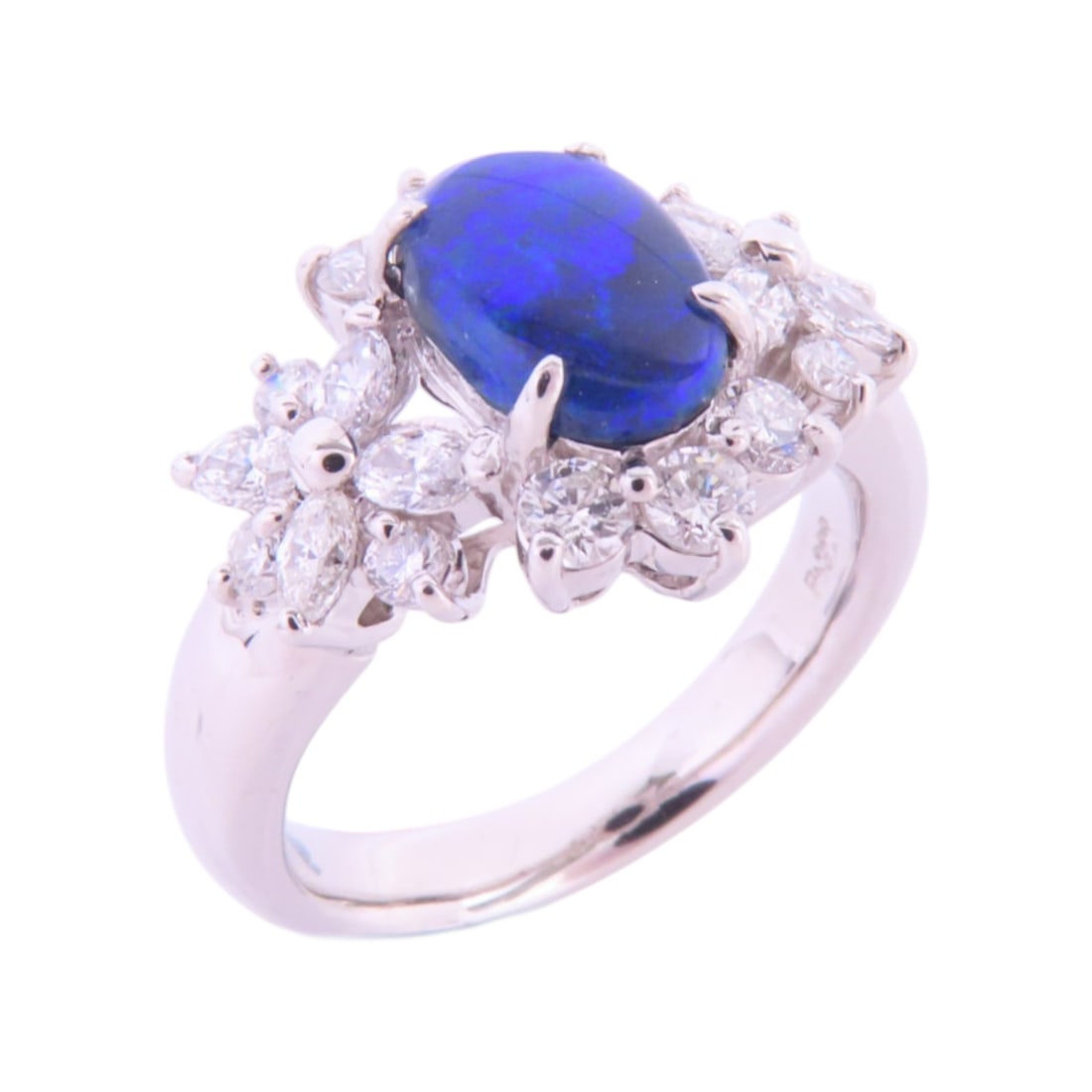 JEWELRY Black Opal Diamond Ring in Pt900 Platinum Size 5.5 (1 of 8)