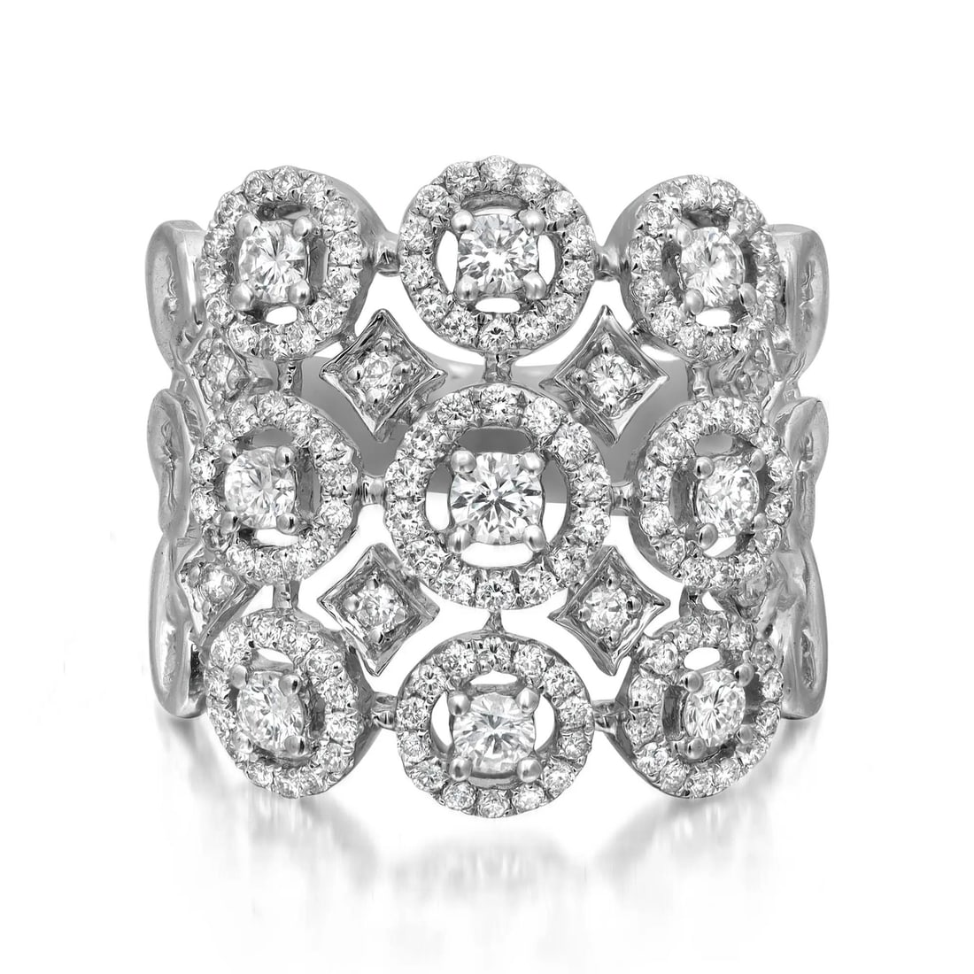 Rachel Koen 18K White Gold Diamond Band Ring 1.01 Cttw Prong Set Size 6.75 (1 of 5)