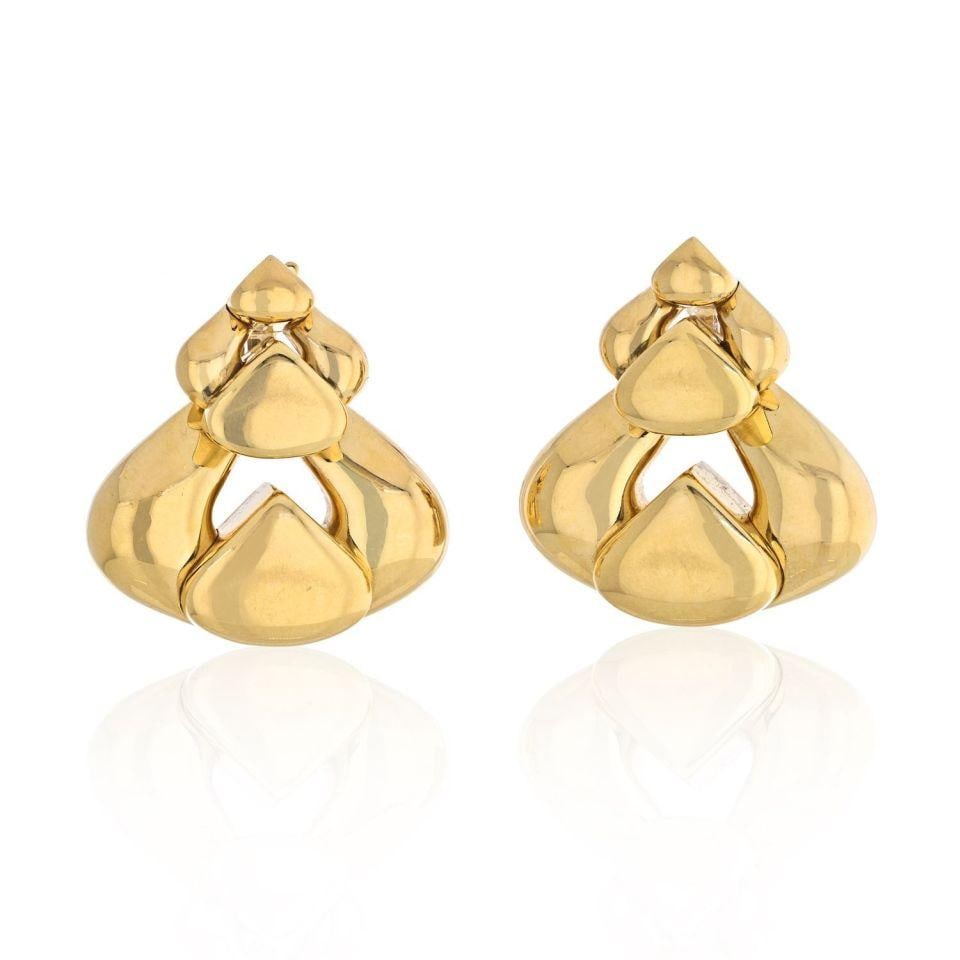 Marina B. 18K Yellow Gold Triangular Door Knockers Earrings 1988 (1 of 5)