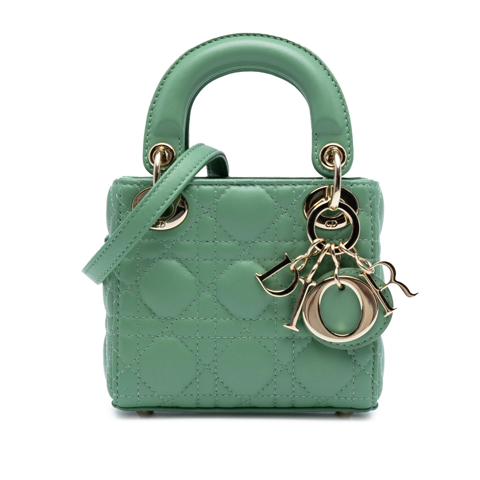 Dior Micro Lambskin Cannage Lady Dior Bag Green (1 of 7)