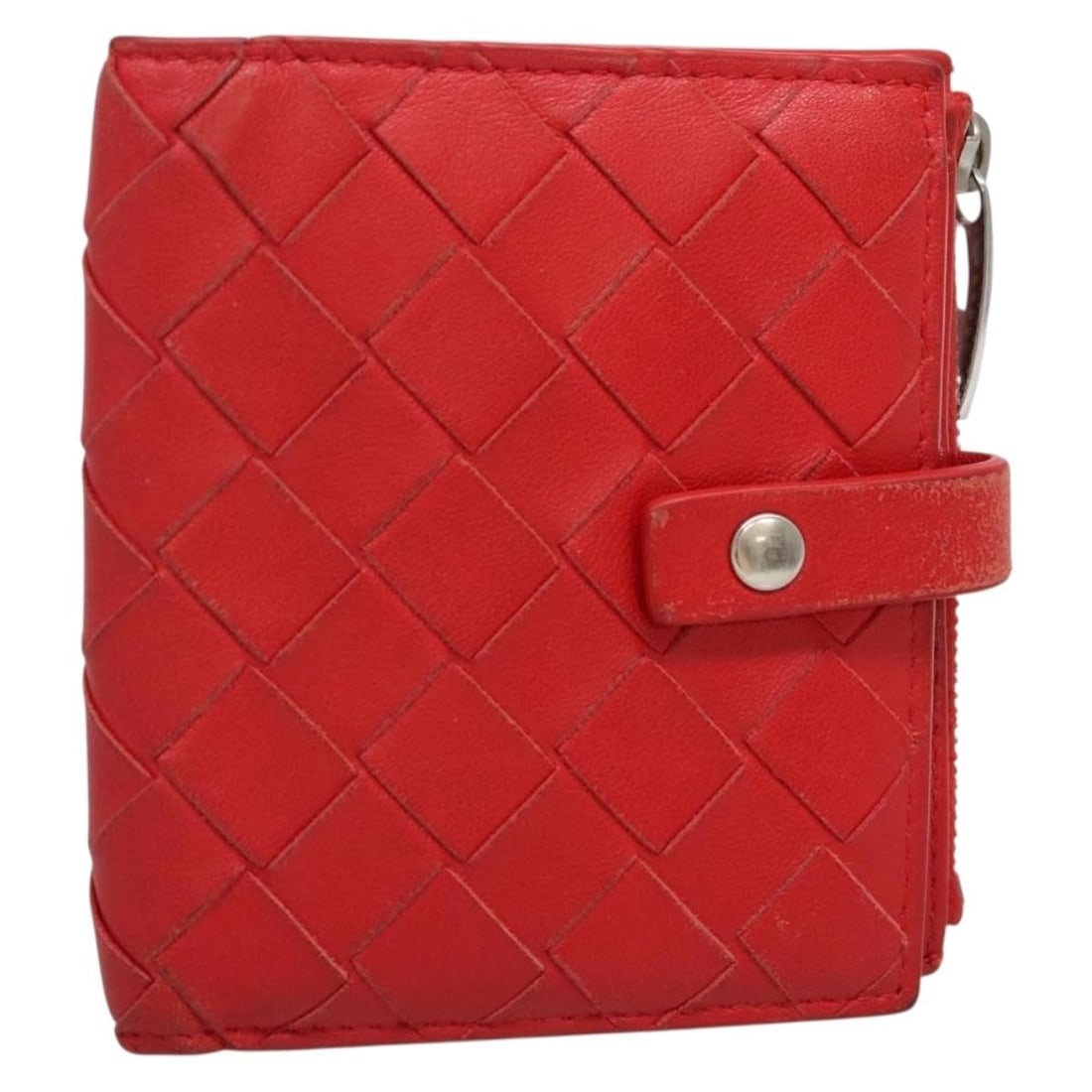 Red Leather Wallet with Coin Section by Bottega Veneta (1 of 1)