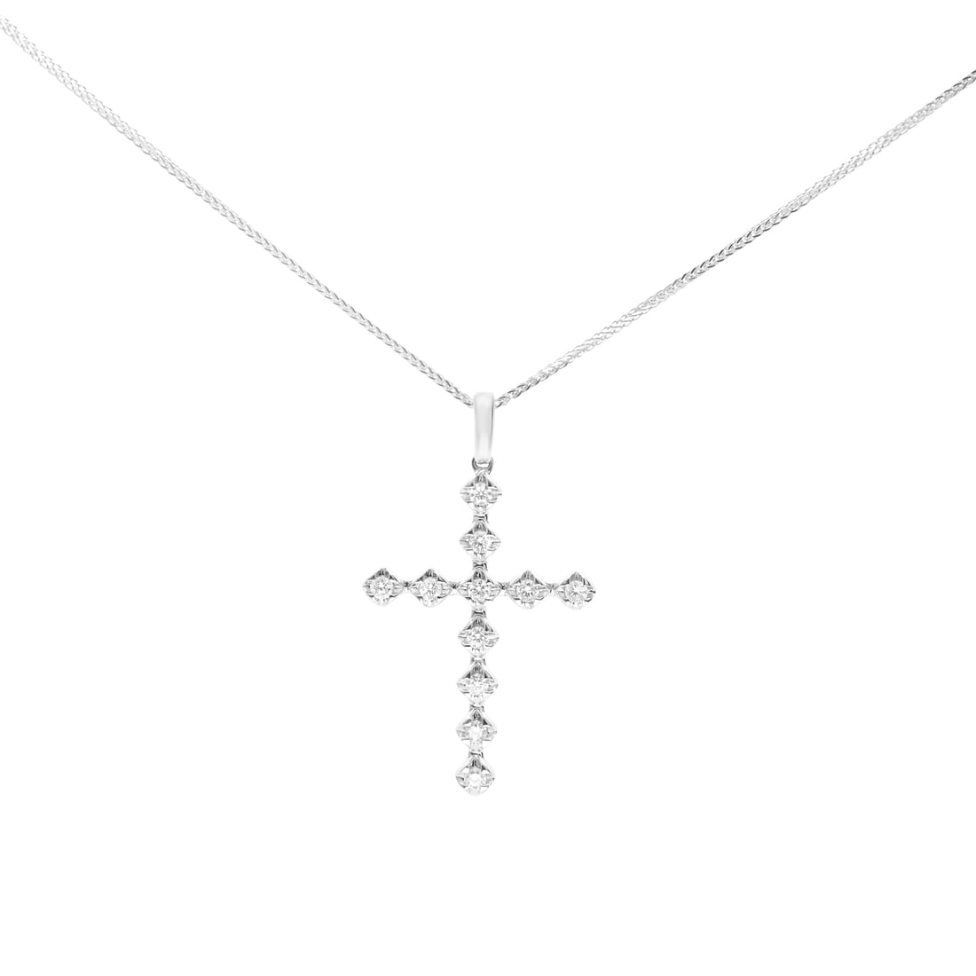 Rachel Koen 14K White Gold Diamond Cross Pendant 0.37cttw: Rachel Koen 14K White Gold Diamond Cross Pendant 0.37cttw Elevate your style with this exquisite Rachel Koen Diamond Cross Pendant, crafted in luxurious 14K white gold. This stunning piece features a