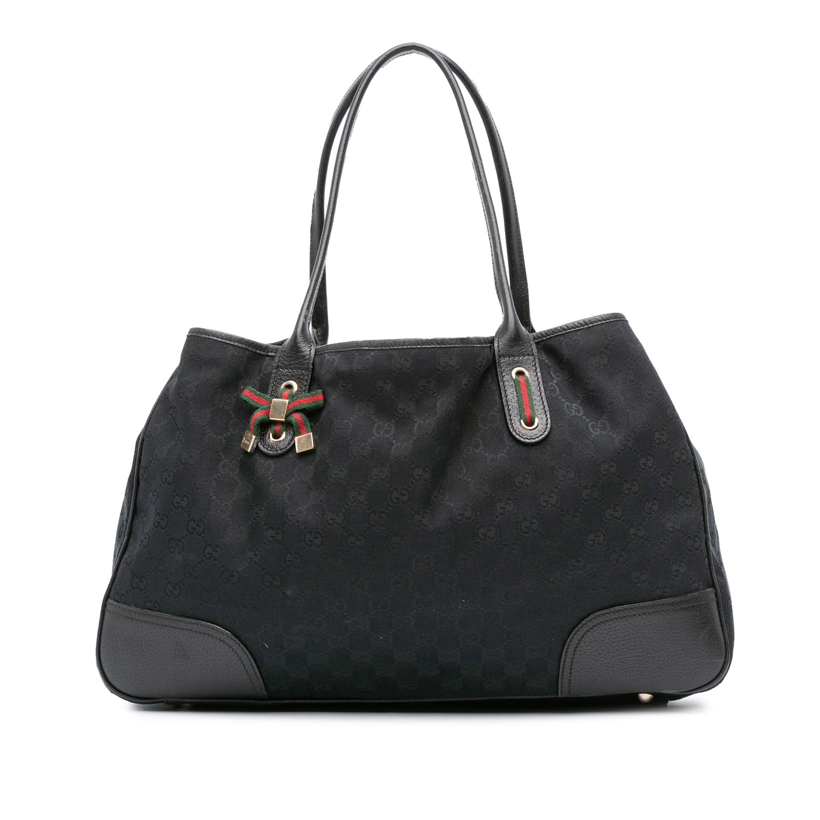 Gucci GG Canvas Princy Tote Bag Black Leather Trim Italy (1 of 11)