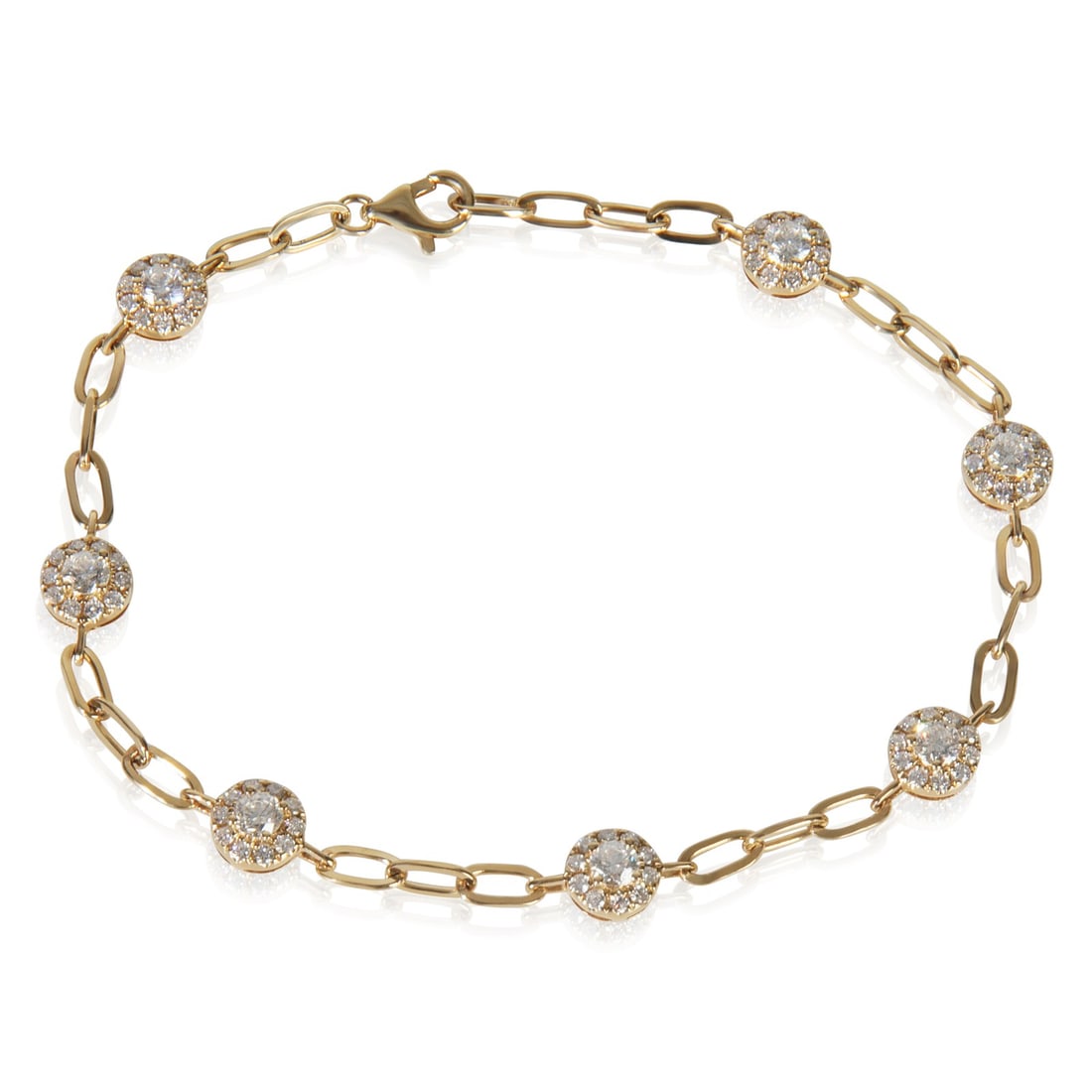 14K Yellow Gold Diamond Cluster Station Bracelet 1.36 Cts (1 of 5)