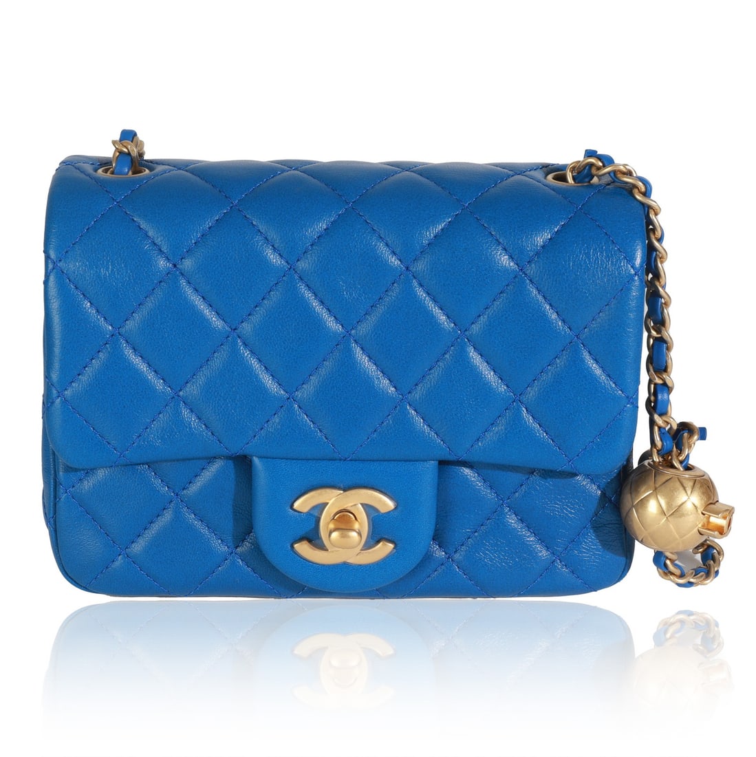 Chanel Mini Pearl Crush Flap Bag Blue Lambskin 2021-2024 (1 of 9)