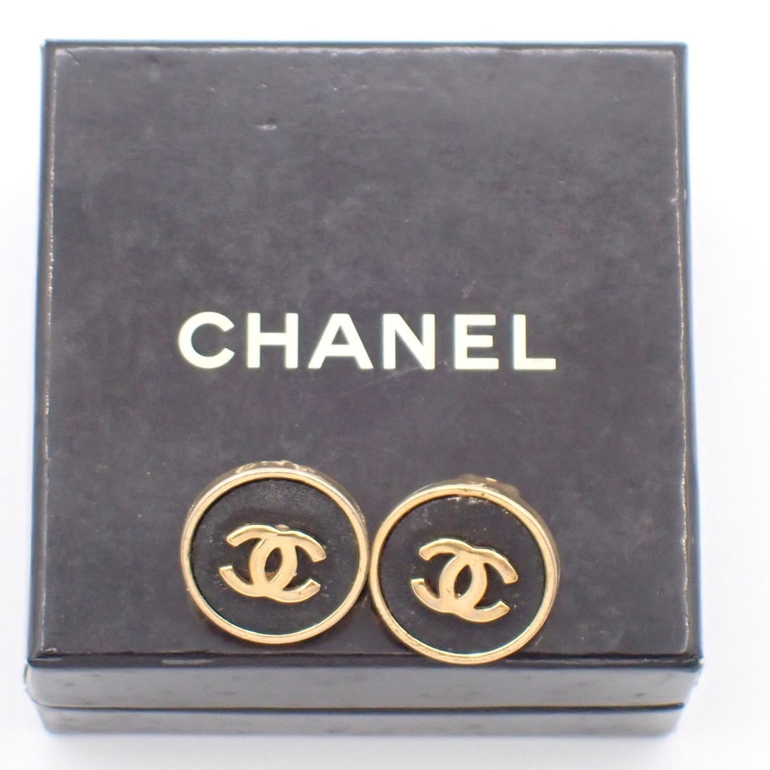 Vintage Chanel Round CC Gold Clip-On Button Earrings (1 of 1)